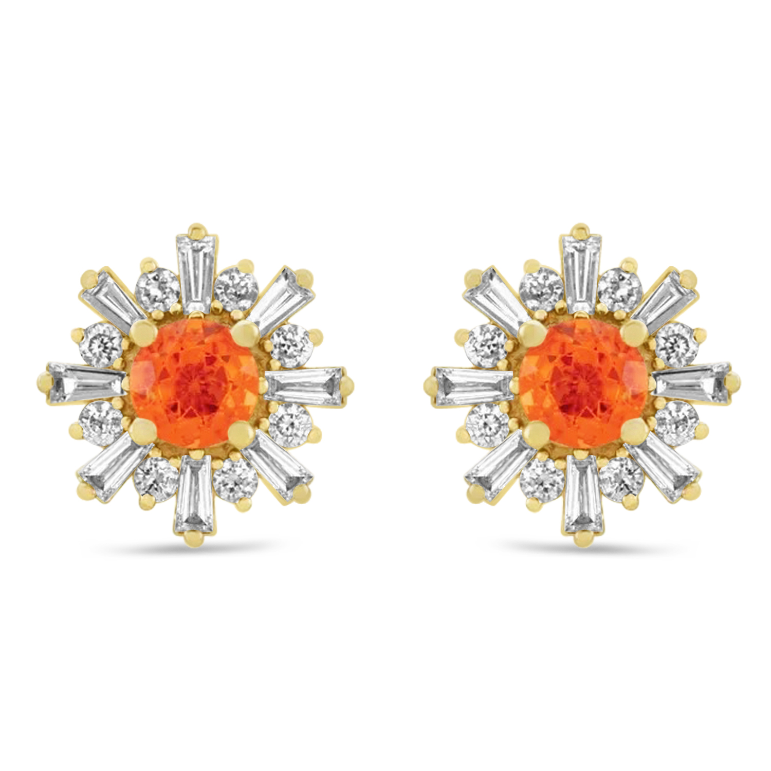 Diamond & Fire Opal Earrings 14k Yellow Gold (1.80ct)