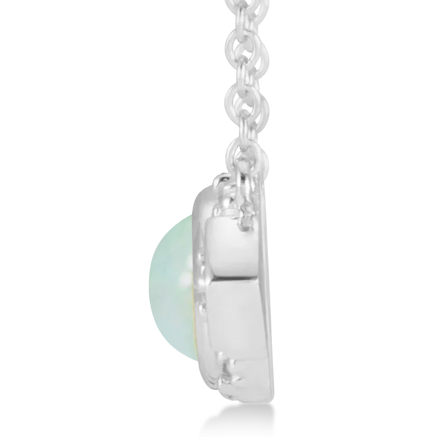 Opal & Pink Sapphire Vintage Pendant Necklace 14k White Gold (0.54ct)