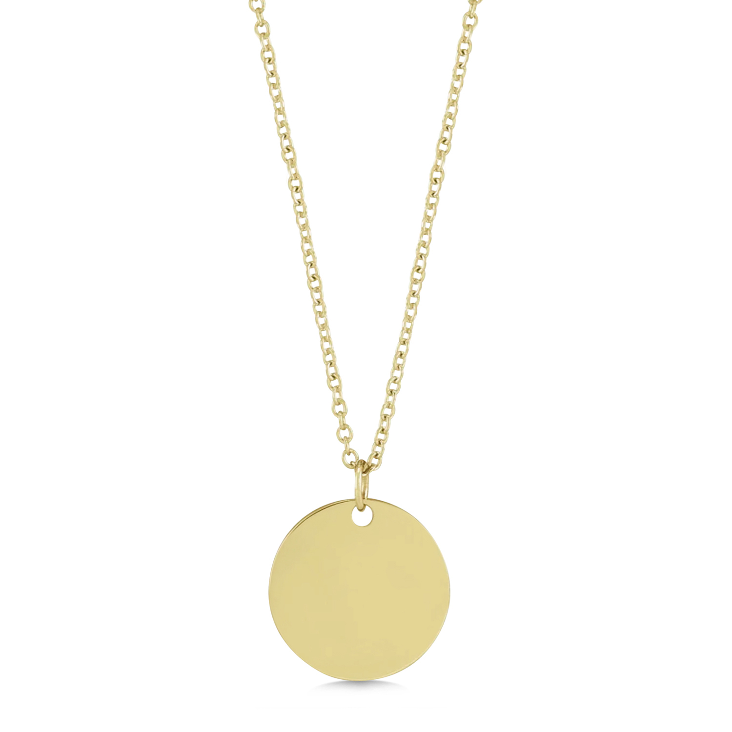 January Birth Flower Snow Drop Disc Pendant Necklace 14K Yellow Gold