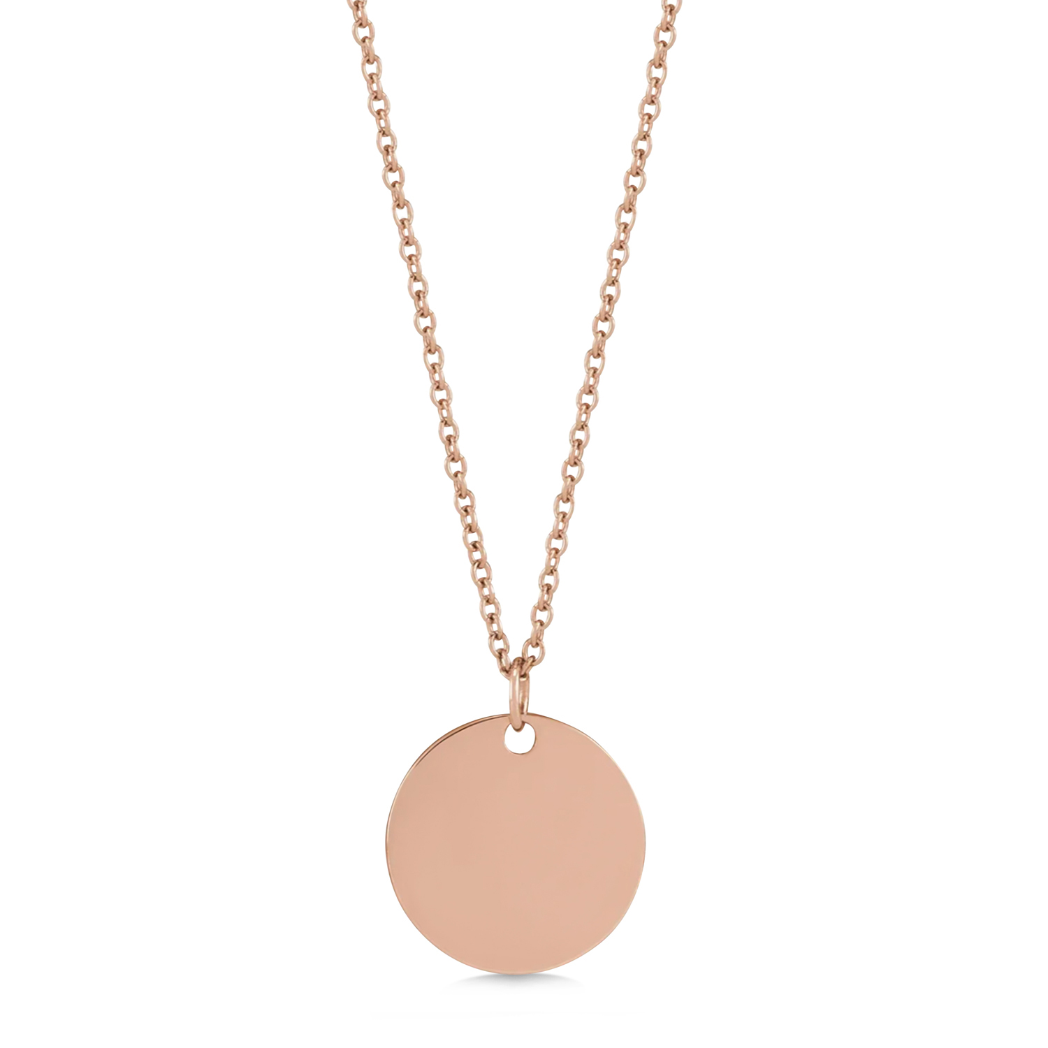 November Birth Flower Chrysanthemum Disc Pendant Necklace 14K Rose Gold