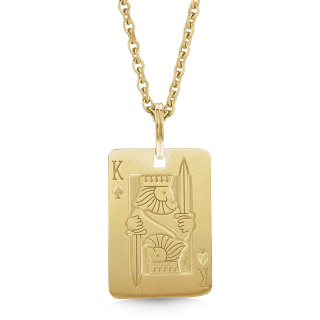 Playing Card Pendant Necklace 14K Yellow Gold