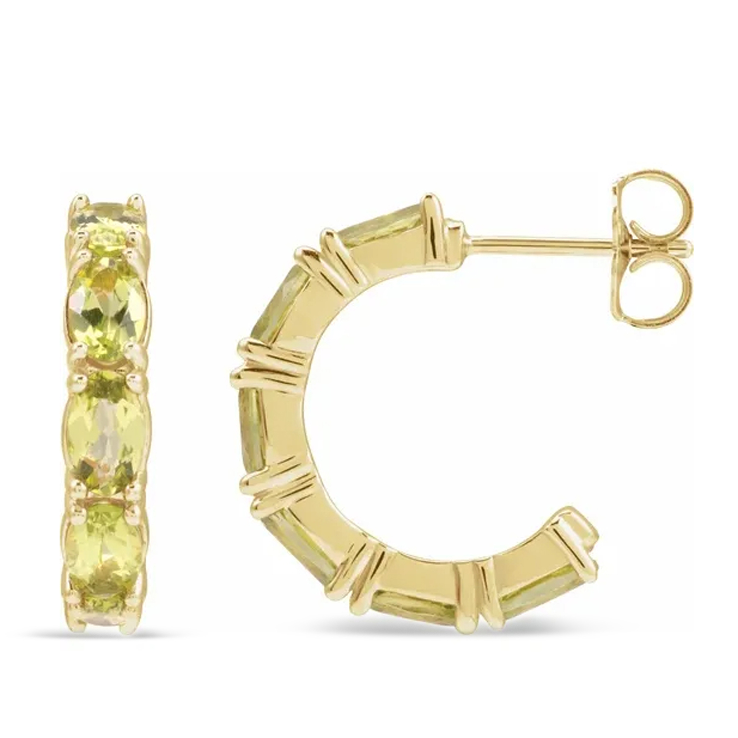 Oval Peridot Hoop Earrings 14K Yellow Gold (3.32ct)