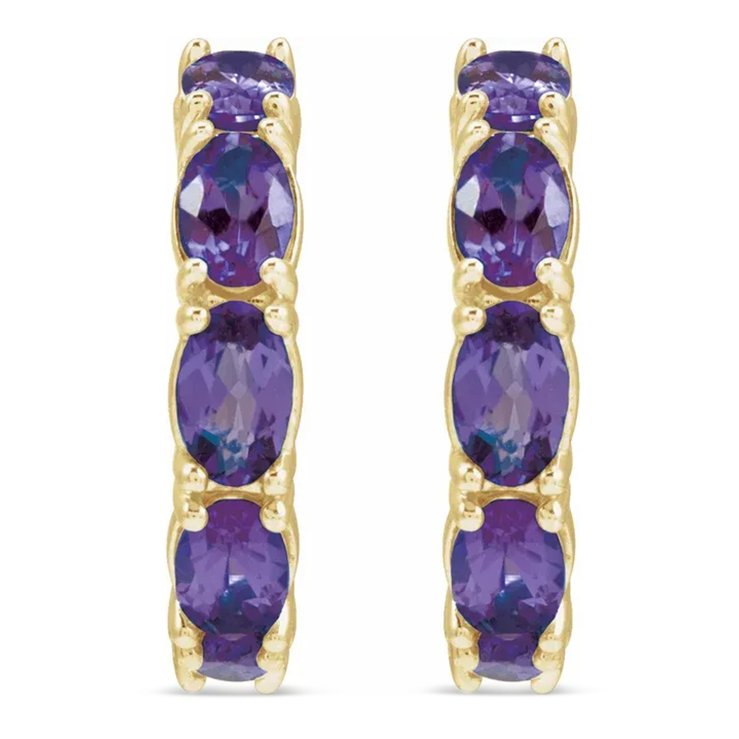 Oval Amethyst Hoop Earrings 14K Yellow Gold (2.76ct)