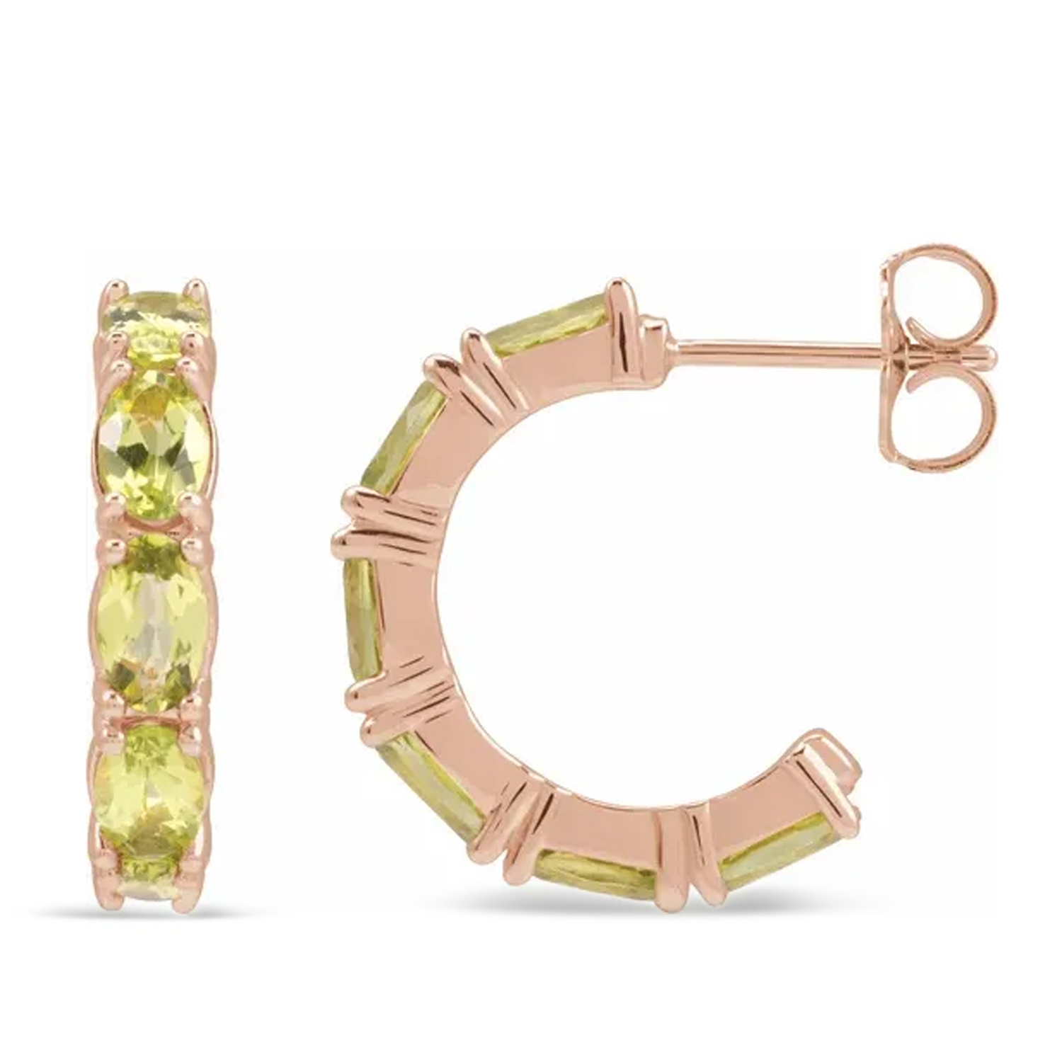 Oval Peridot Hoop Earrings 14K Rose Gold (3.32ct)