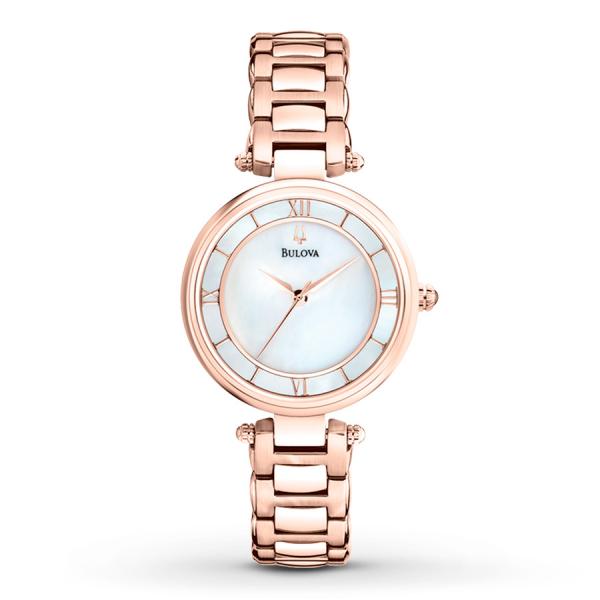 Bulova Women's Mother of Pearl Gold Tone Stainless Steel Watch