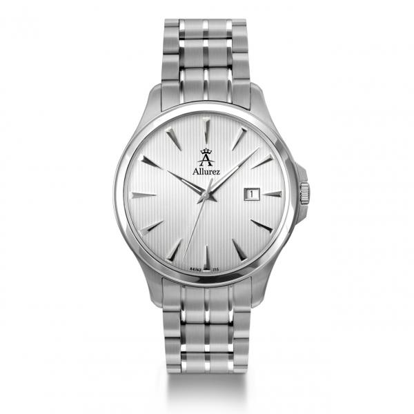 Allurez Men's Stainless Steel Silver Dial Swiss Made Luminous Watch