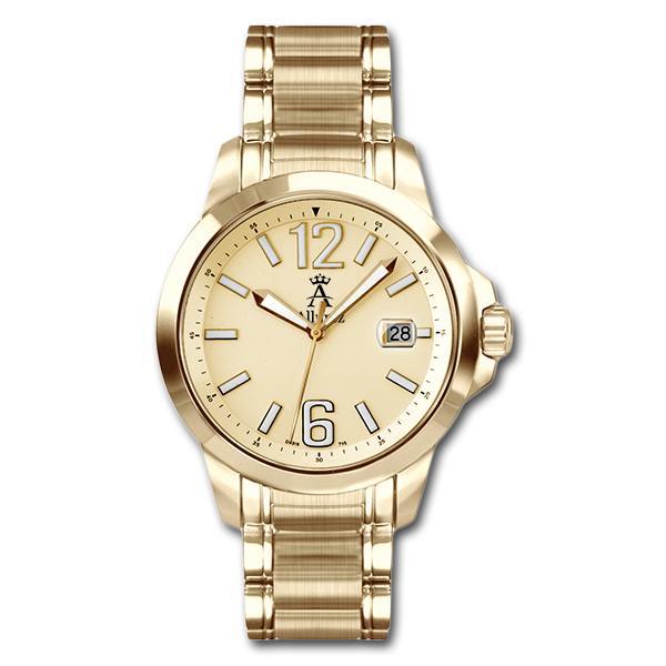 Allurez Men's Gold-Tone Stainless Steel Diver Watch Swiss Made