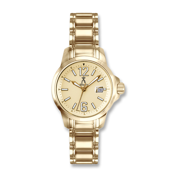 Allurez Unisex Gold-Tone Stainless Steel Diver Watch Swiss Mad