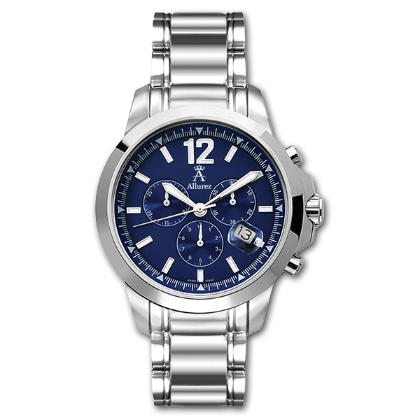 Allurez Men's Stainless Steel Classic Chronograph Wrist Watch Swiss