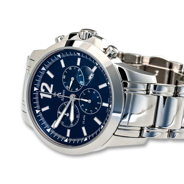 Allurez Men's Stainless Steel Classic Chronograph Wrist Watch Swiss