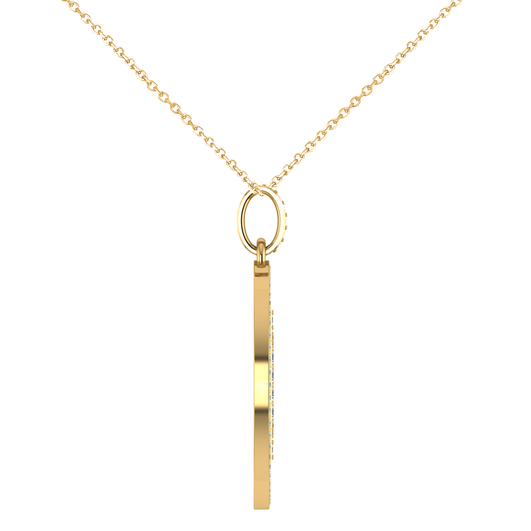 Small Diamond Bitcoin Pendant Necklace 14k Yellow Gold (0.70ct)