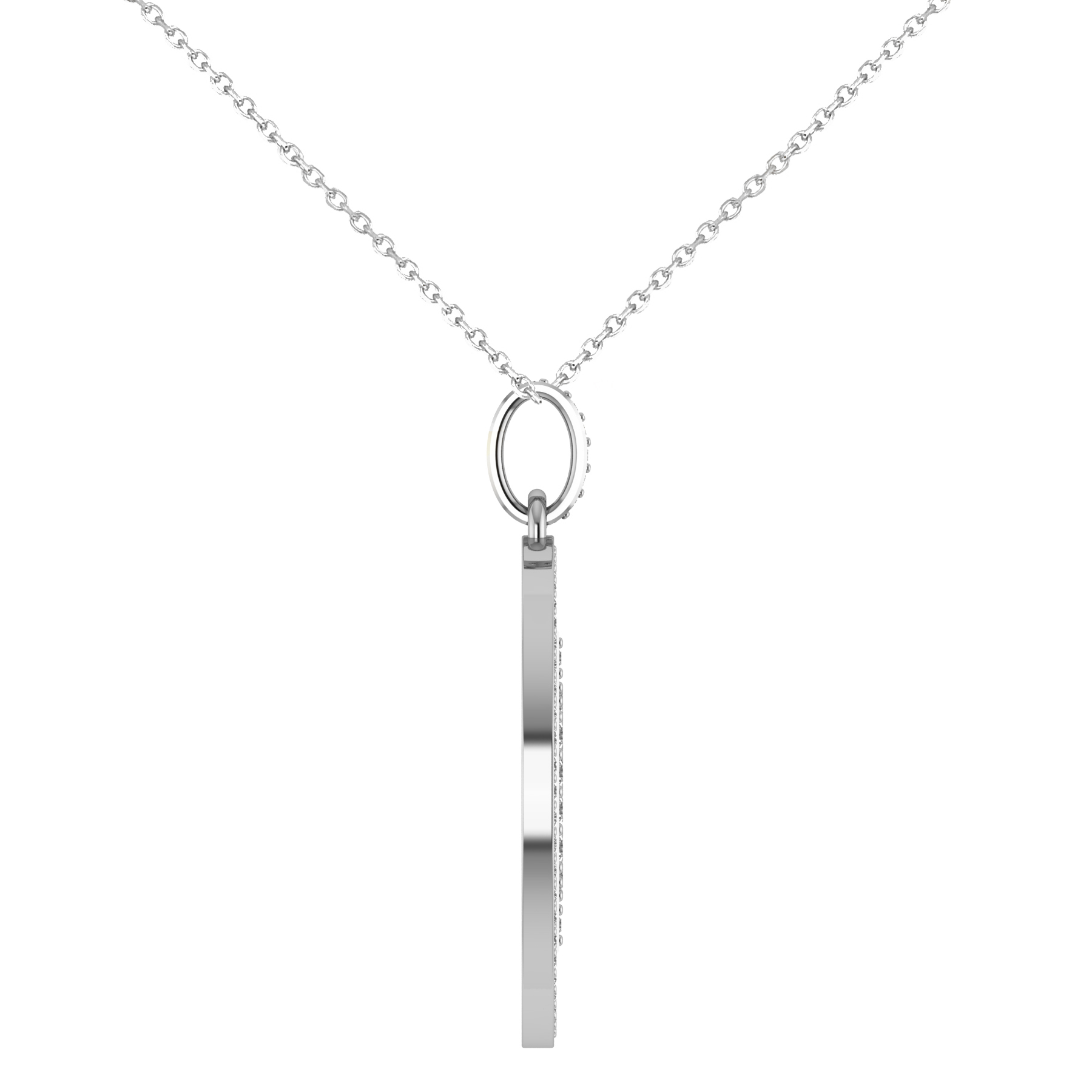 Small Diamond Bitcoin Pendant Necklace 18k White Gold (0.70ct)