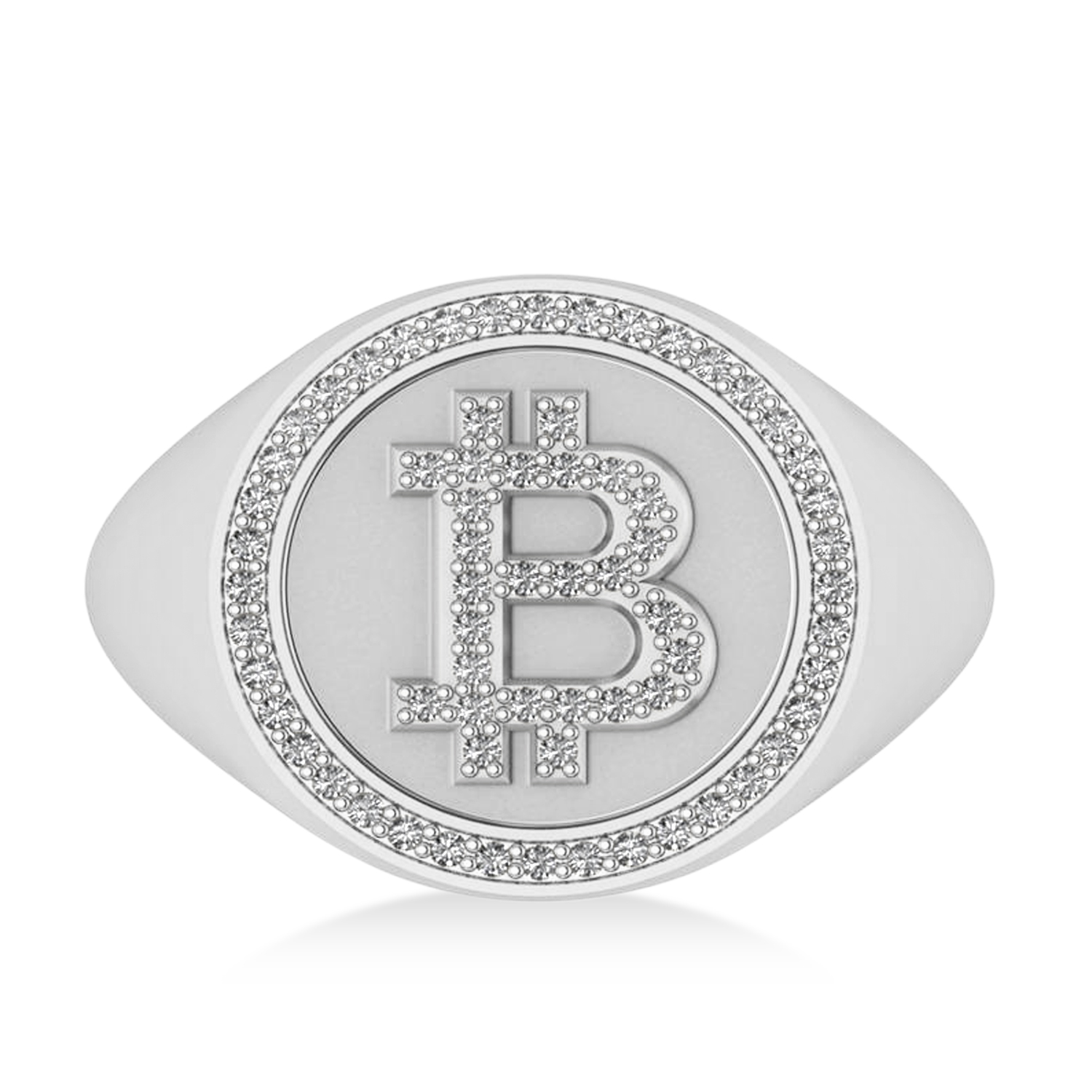 Diamond Cryptocurrency Bitcoin Men's Ring 14k White Gold (0.34ct)