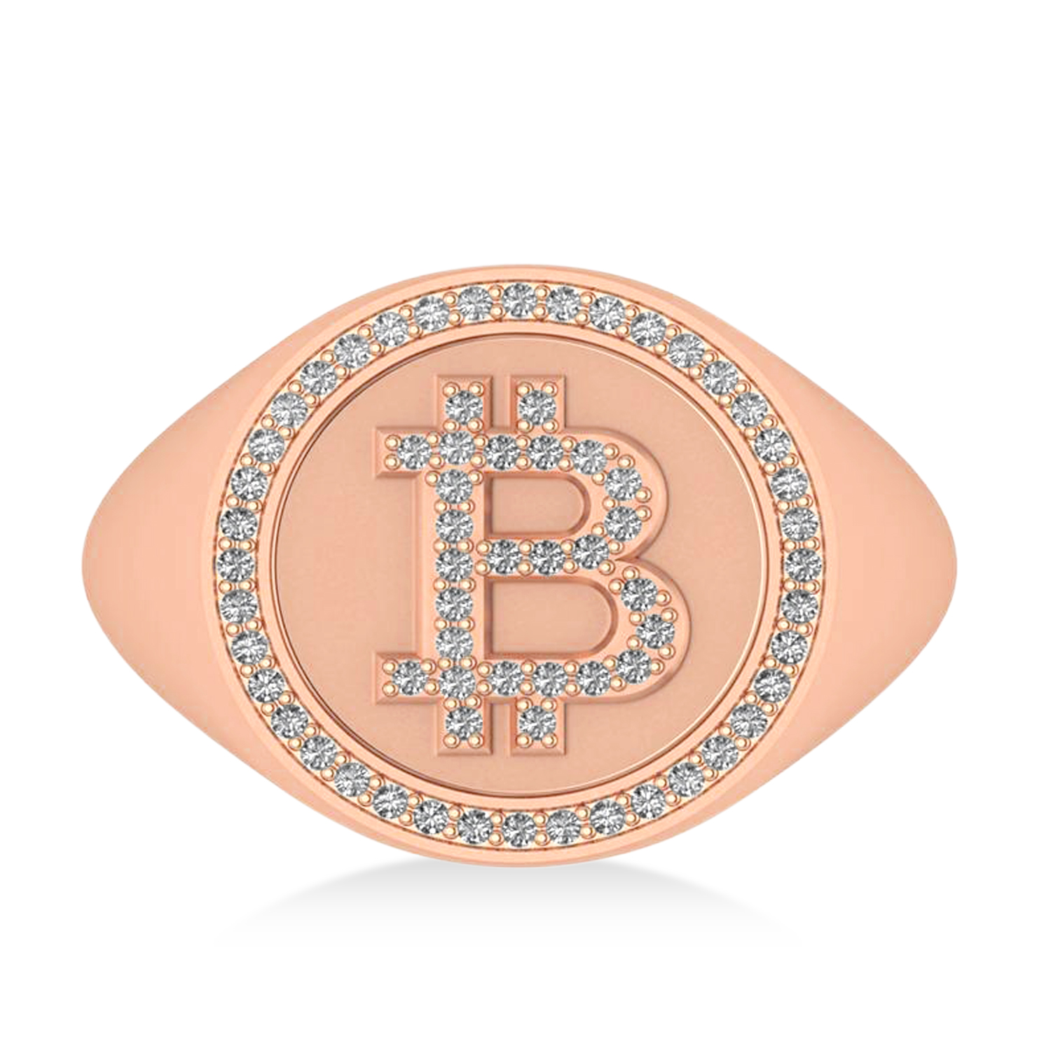 Diamond Cryptocurrency Bitcoin Men's Ring 18k Rose Gold (0.34ct)