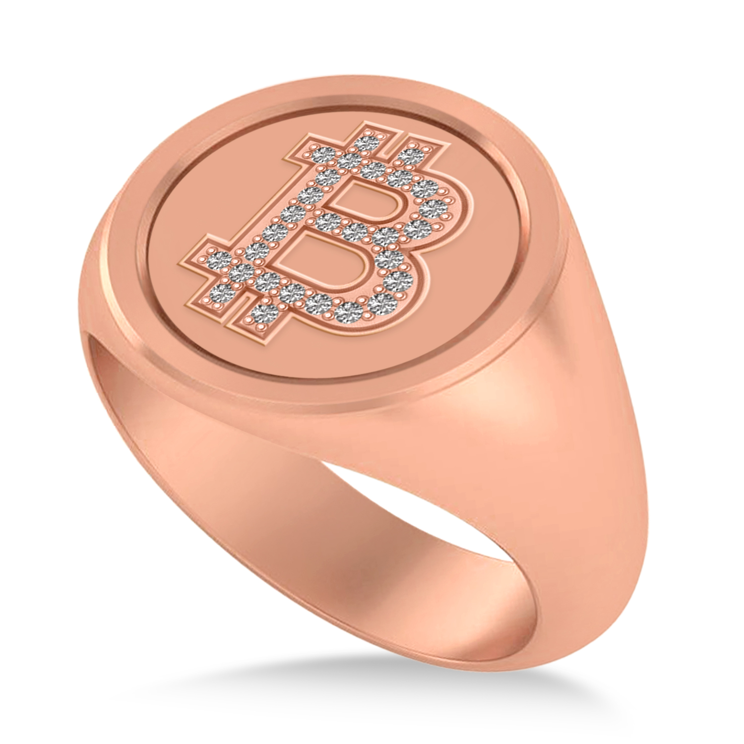 Diamond Cryptocurrency Bitcoin Men's Ring 18k Rose Gold (0.14ct)