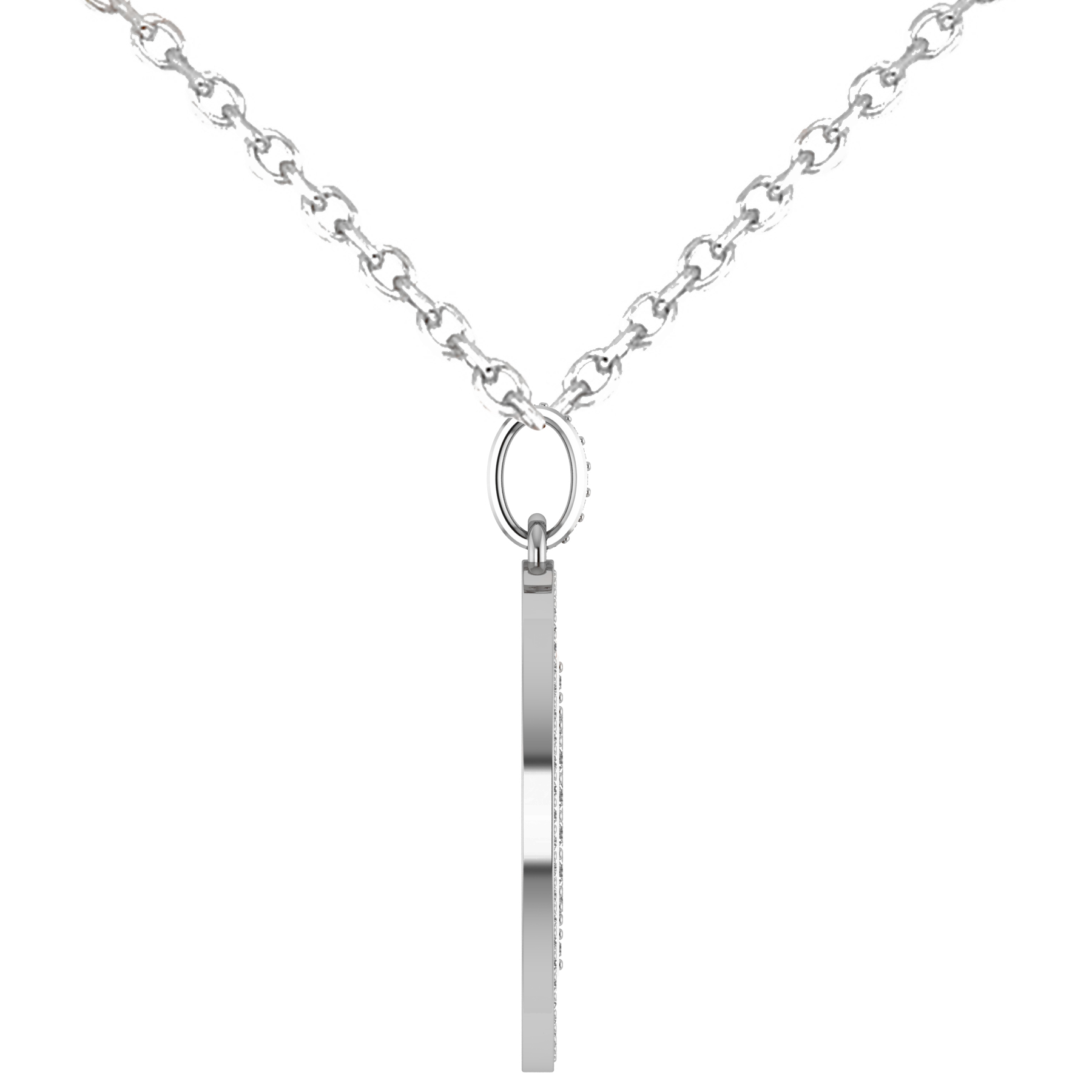 Large Diamond Bitcoin Pendant Necklace 18k White Gold (1.21ct)