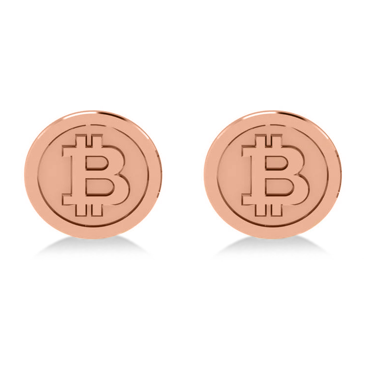Cryptocurrency Bitcoin Cuff Link 14k Rose Gold