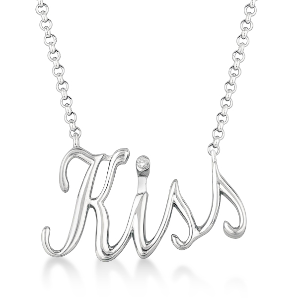 Sterling Silver "Kiss" Diamond Pendant Necklace (0.01ct)