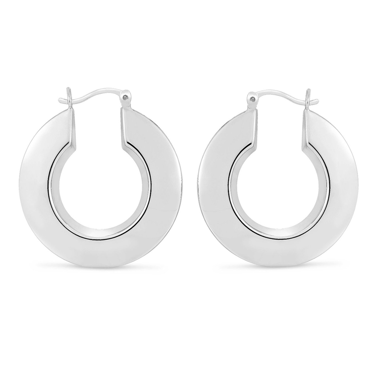 Large Puffed Round Hoop Earrings Sterling Silver