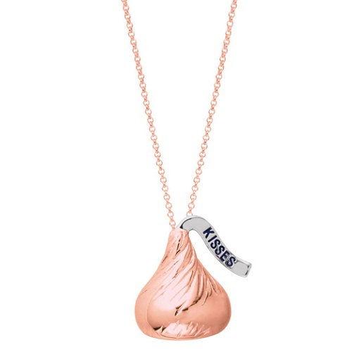 Hershey's Kisses Large Flat Back Pendant Necklace 14k Rose Gold