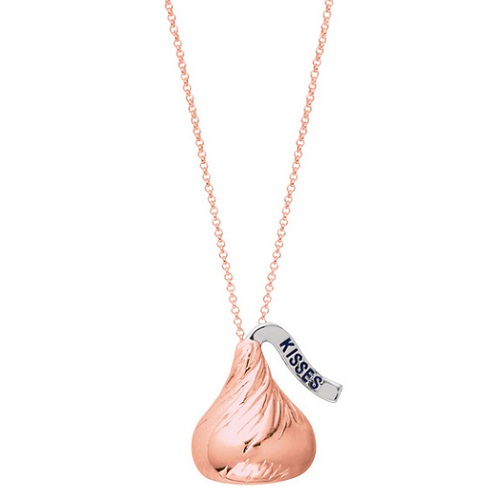 Hershey's Kisses Small Flat Back Pendant Necklace 14k Rose Gold