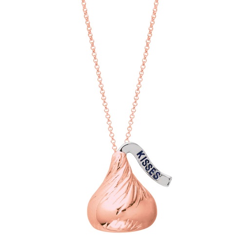 Hershey's Kiss Extra Large Flat Back Pendant Necklace 14k Rose Gold