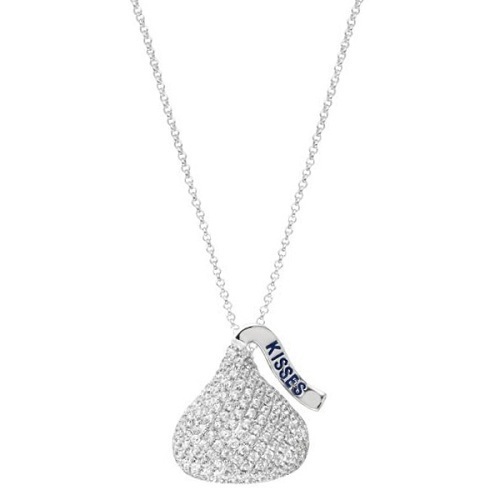 Hershey's Kiss Pendant 3D Necklace 14k White Gold (2.25ct)