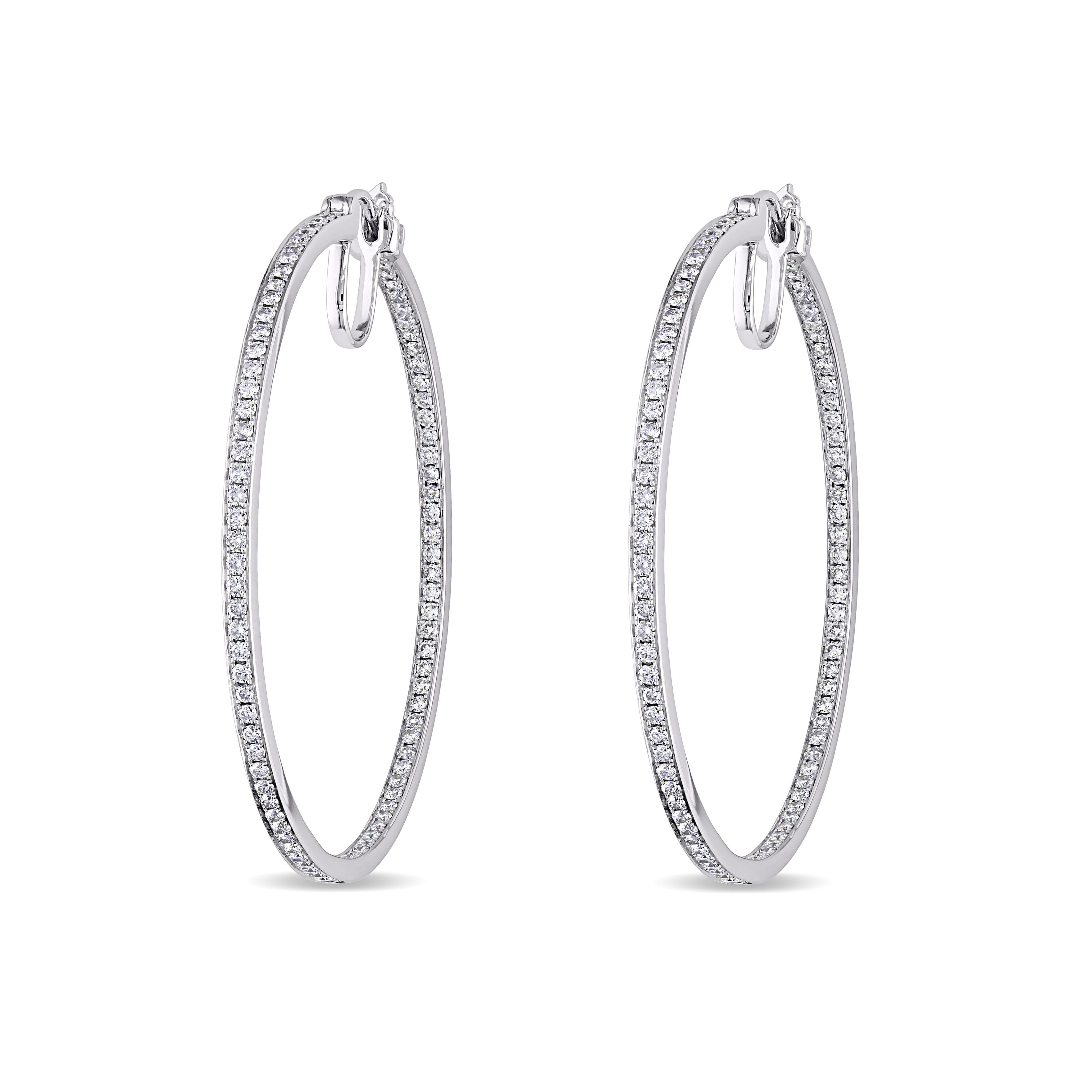 Diamond Hoop Earrings 14k White Gold (1.80ct)
