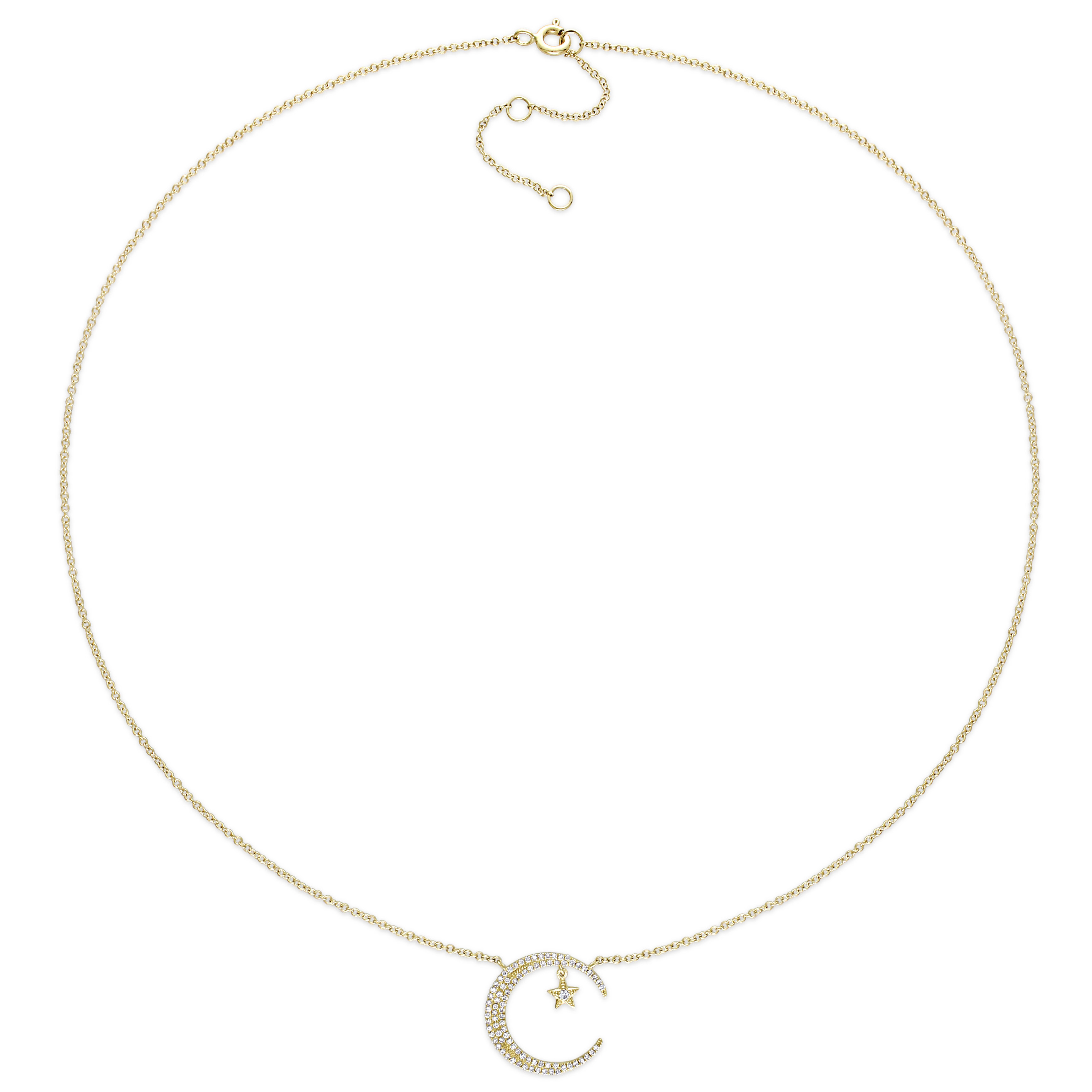 Diamond Star & Crescent Moon Pendant 14k Yellow Gold (0.20ct)