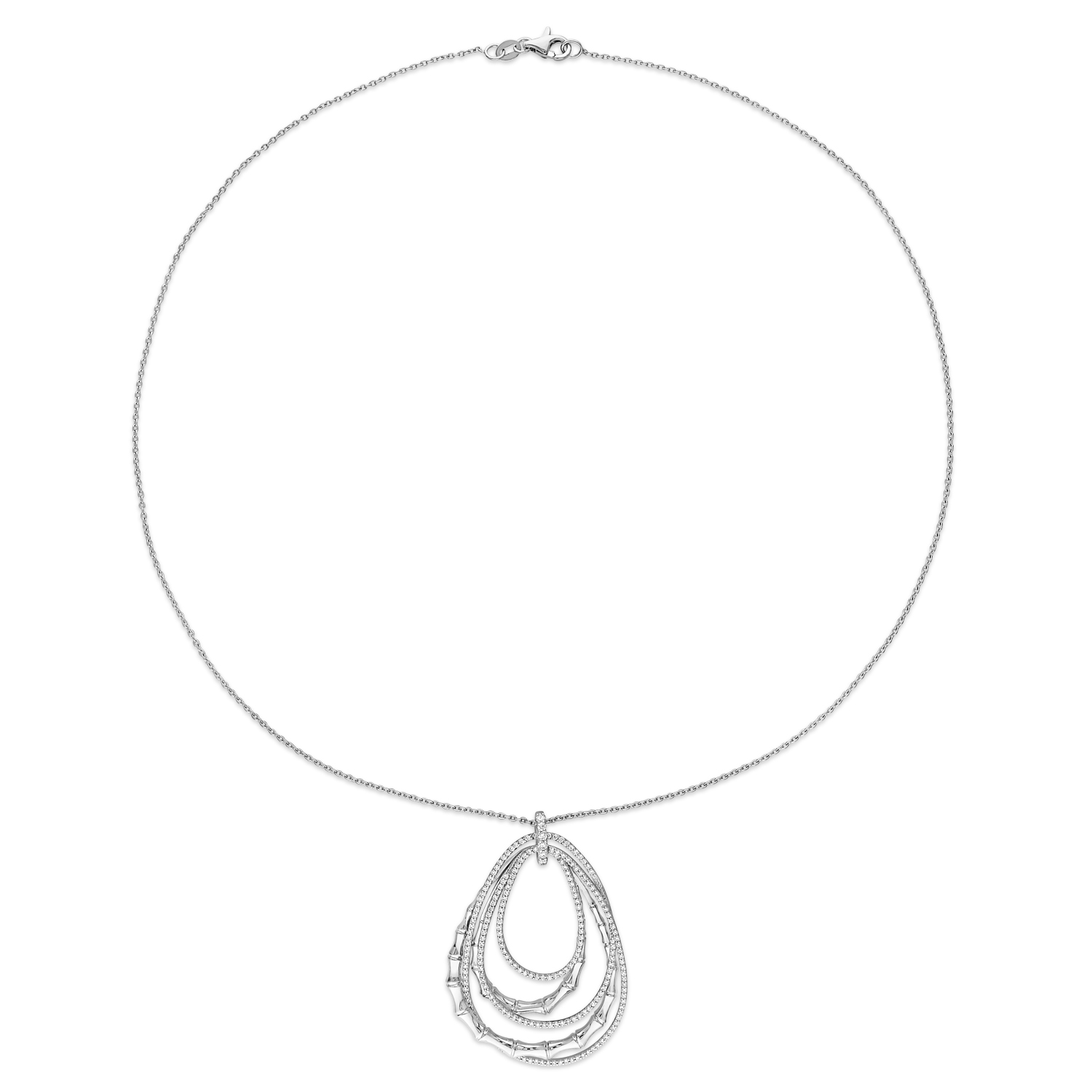 Round Diamond Loop Pendant Necklace 18k White Gold (0.75 ct)