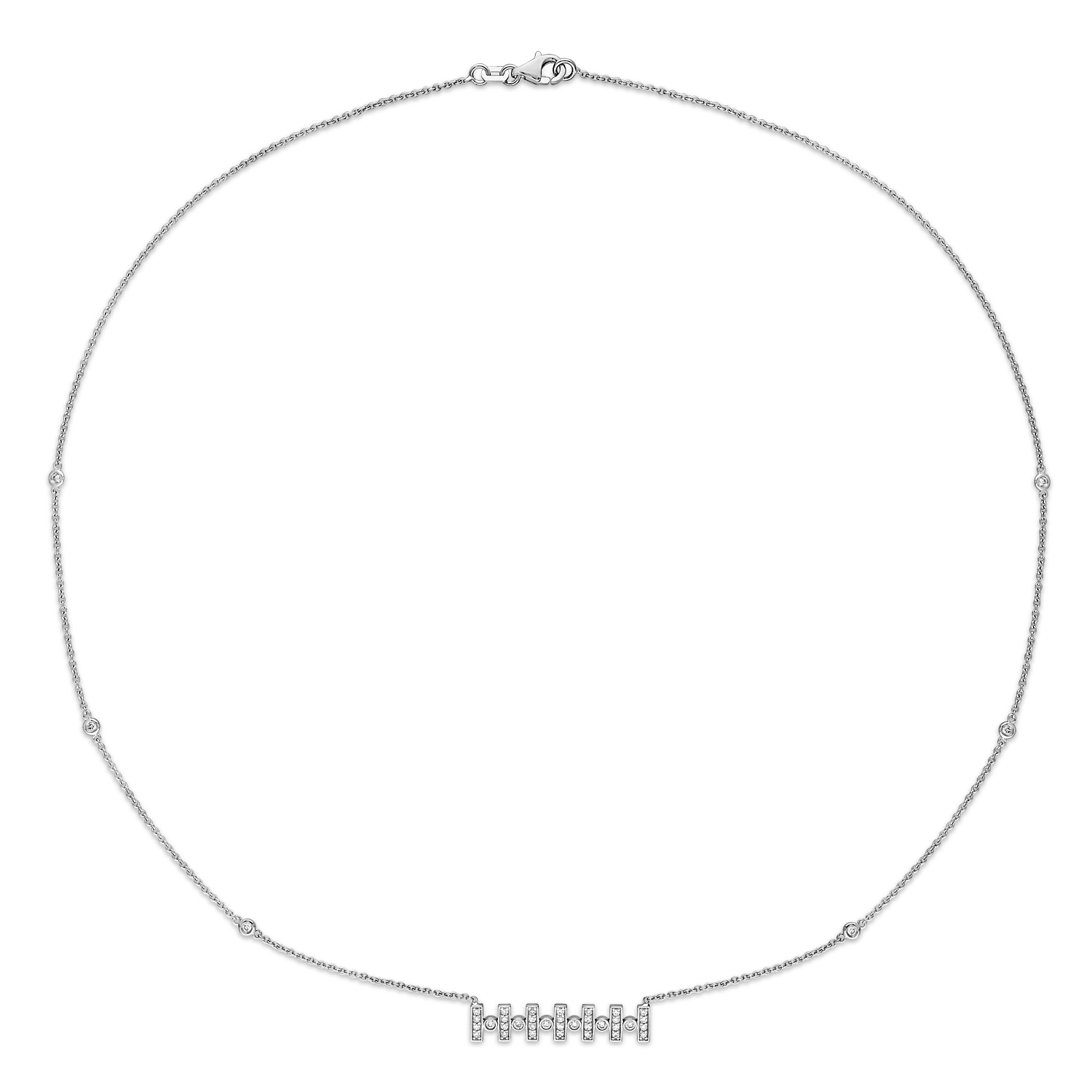 Round Diamond Pattern Necklace 18k White Gold (0.30 ct)