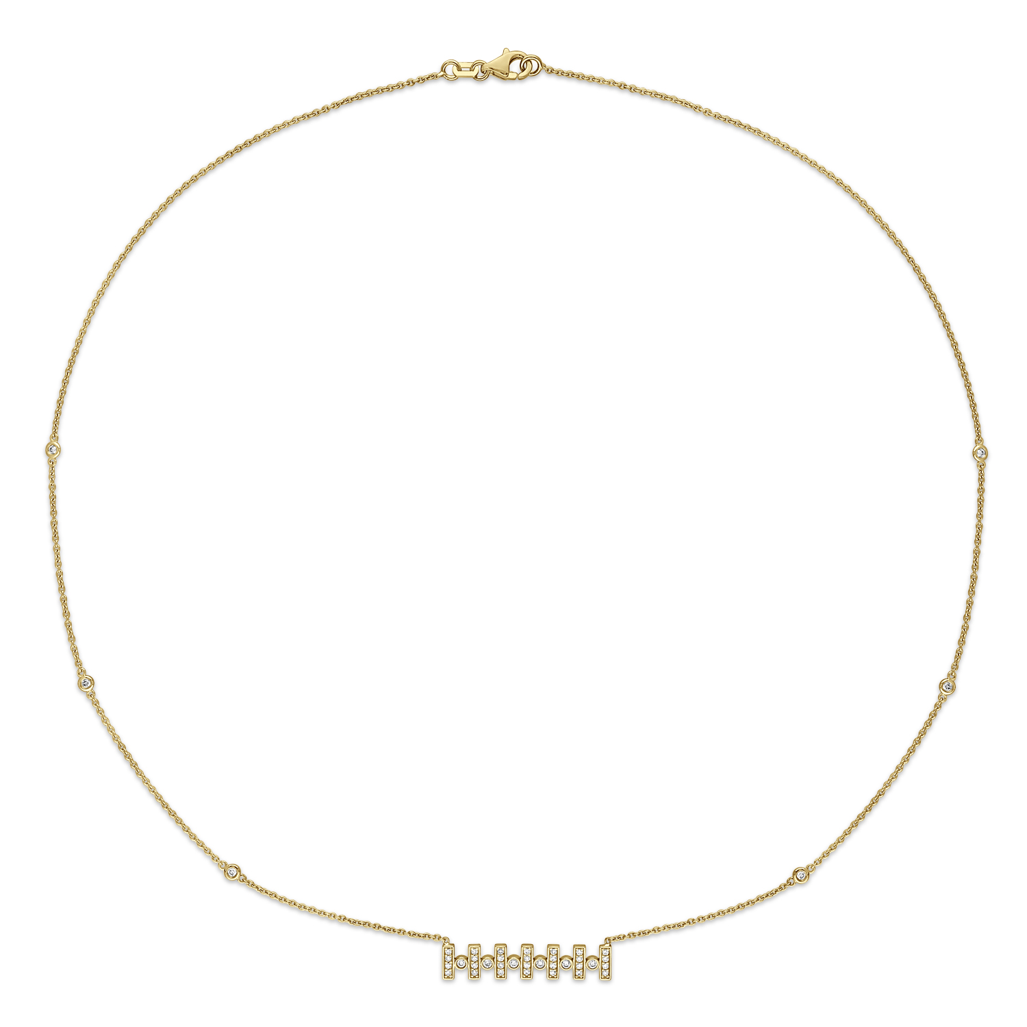 Round Diamond Pattern Necklace 18k Yellow Gold (0.30 ct)