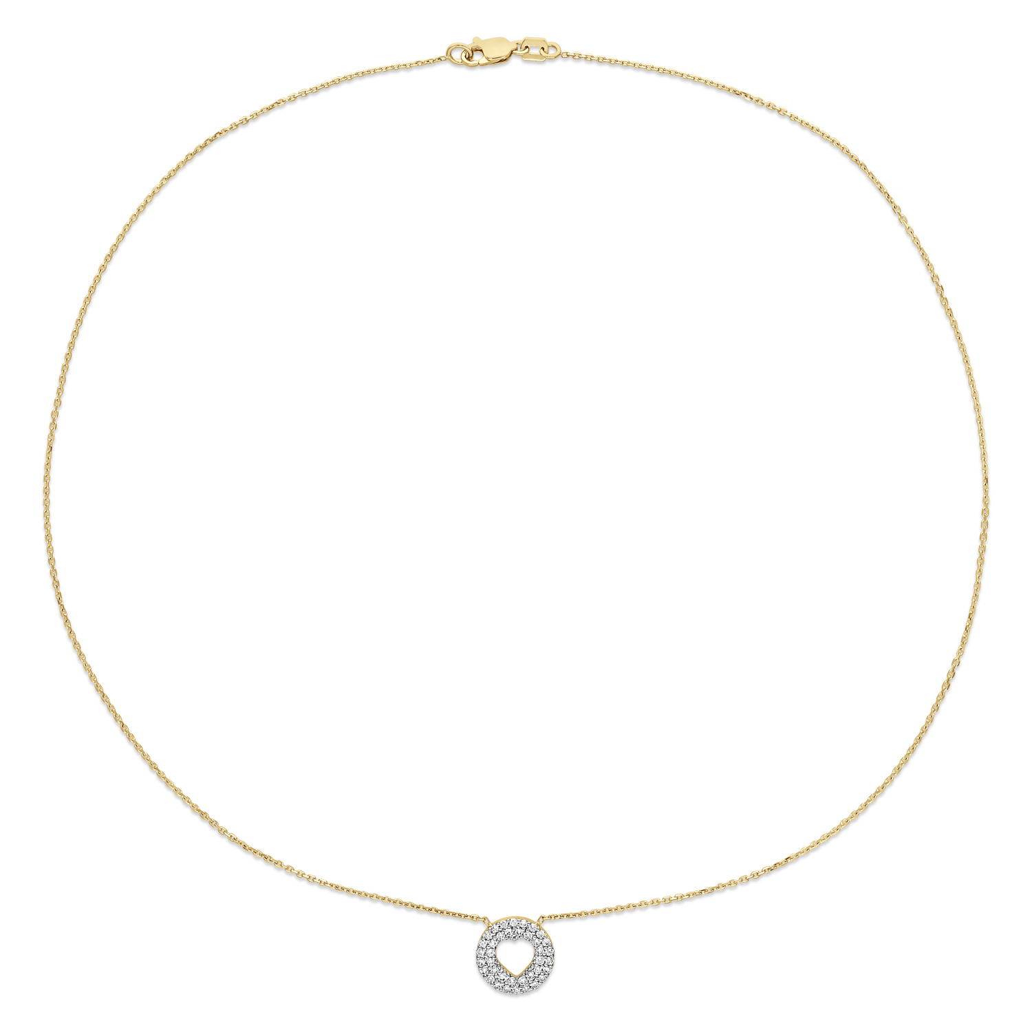 Round Diamond Inverted Heart Pendant Necklace 18k Yellow Gold (0.30 ct)