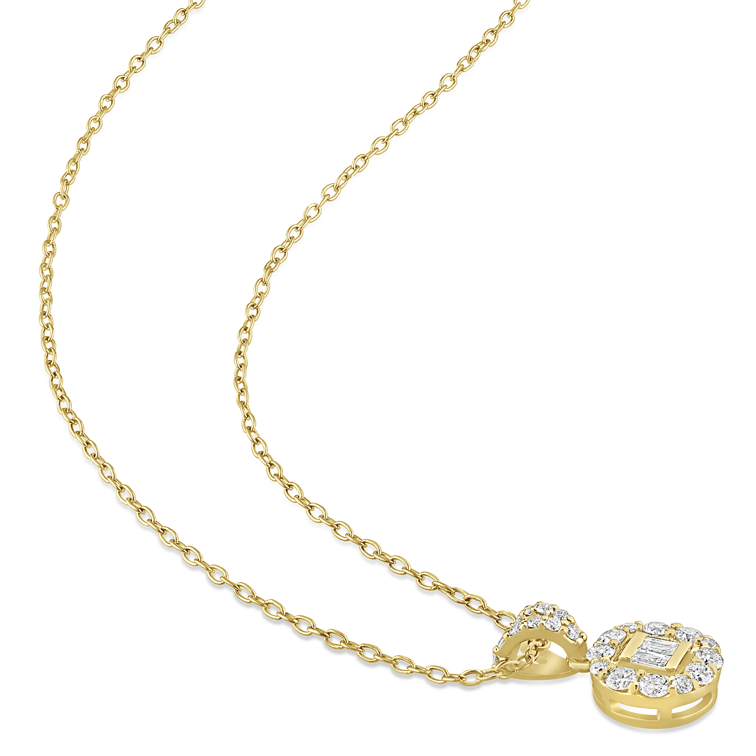 Parallel and Round Diamond Fashion Pendant 18k Yellow Gold (0.30 ct)