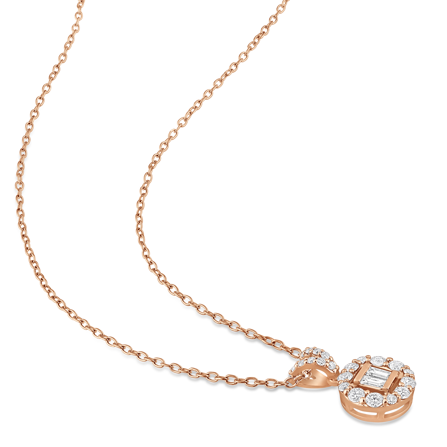 Parallel and Round Diamond Pendant 18k Rose Gold (0.375 ct)