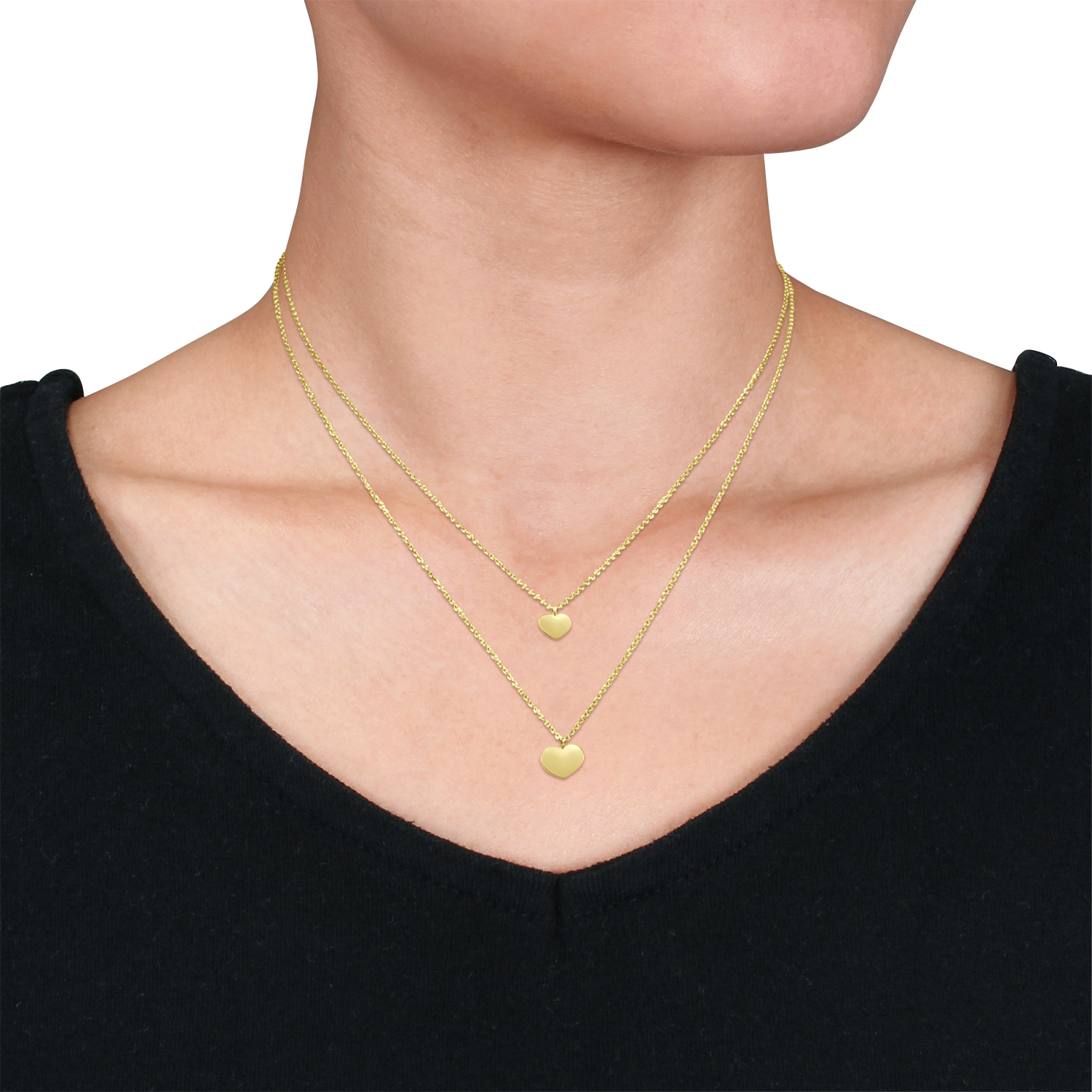 Double Heart Necklace 18k Yellow Gold