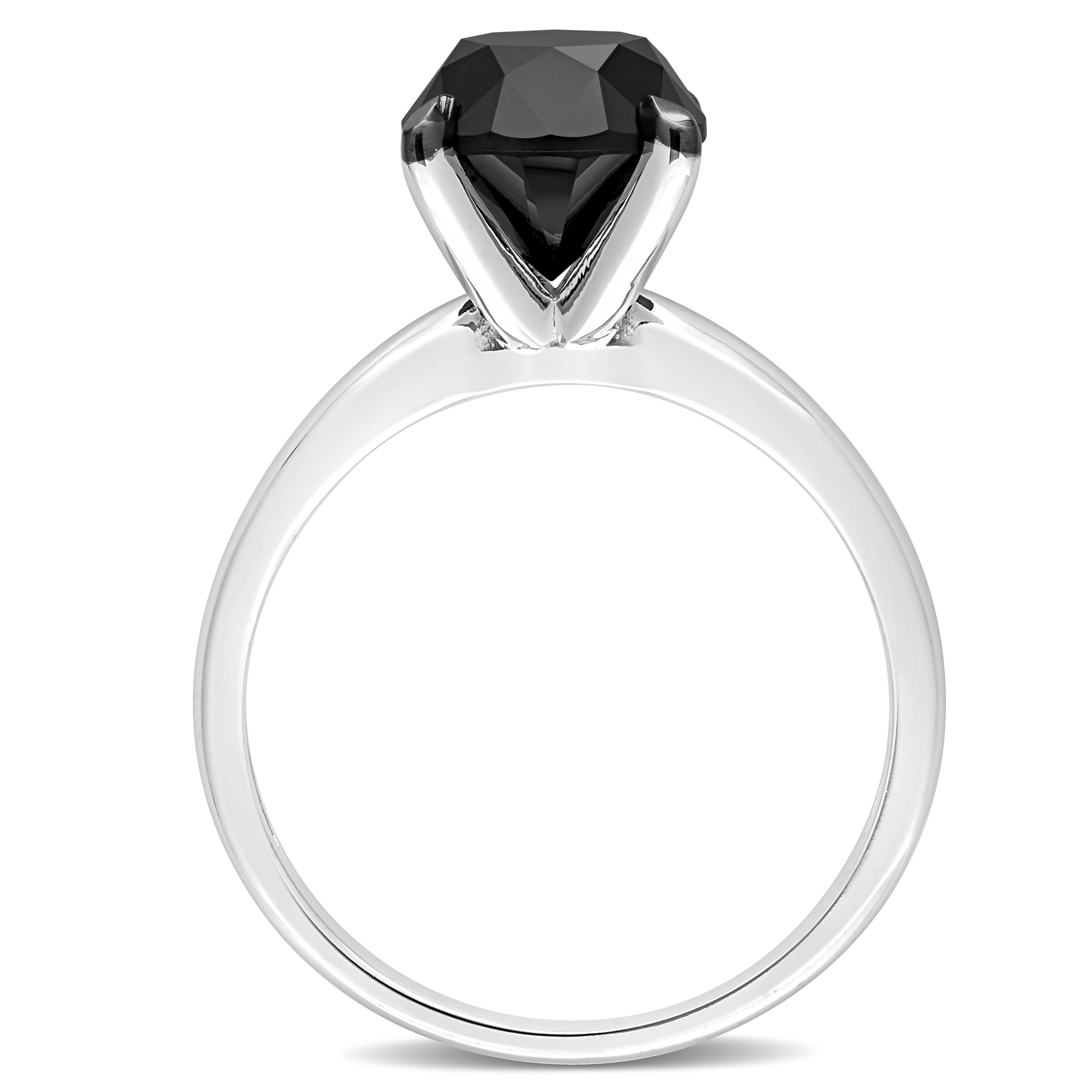 Round Cut Black Diamond Solitaire Ring in 14k White Gold (3.00ct)