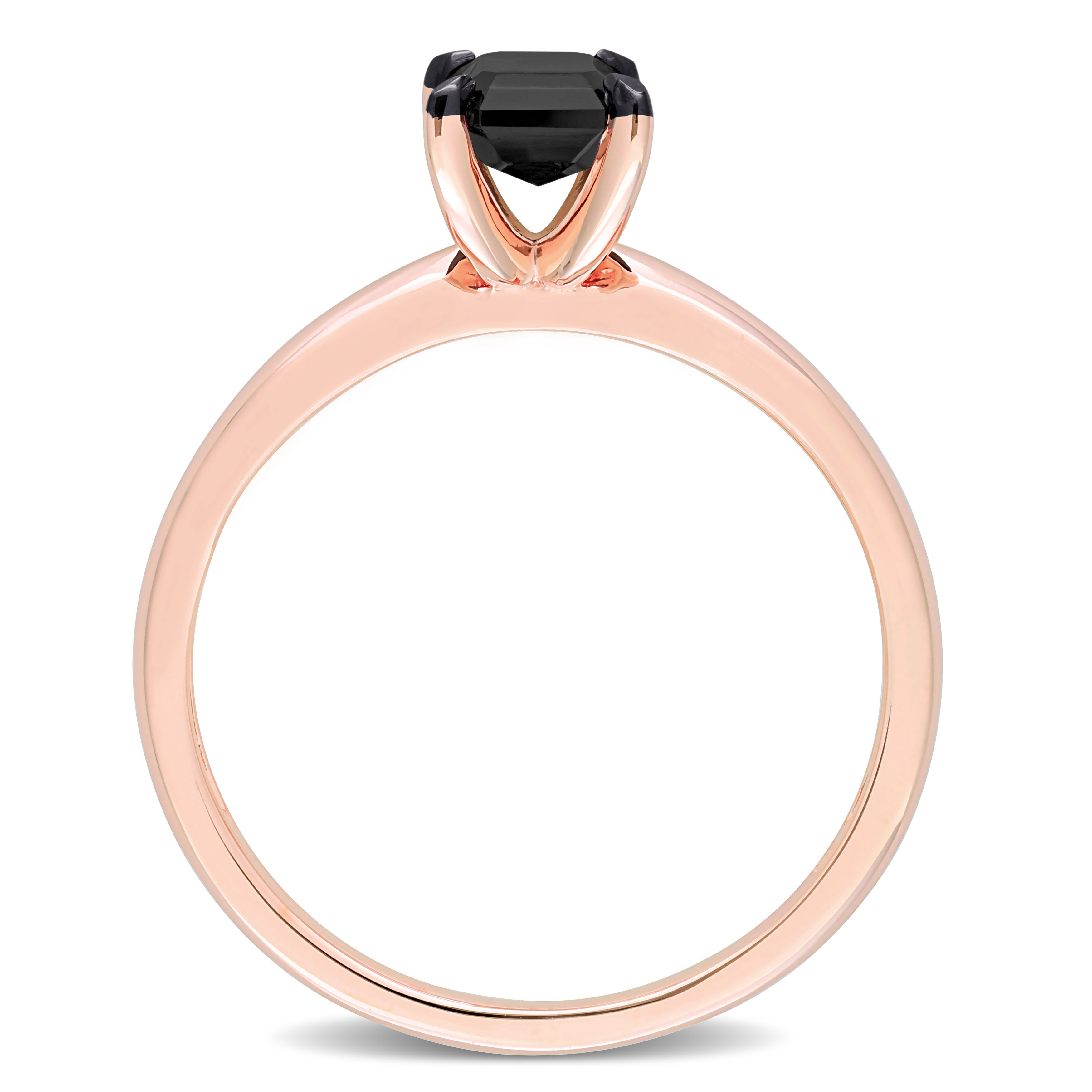 Emerald Cut Black Diamond Solitaire Ring in 14k Rose Gold (1.00ct)