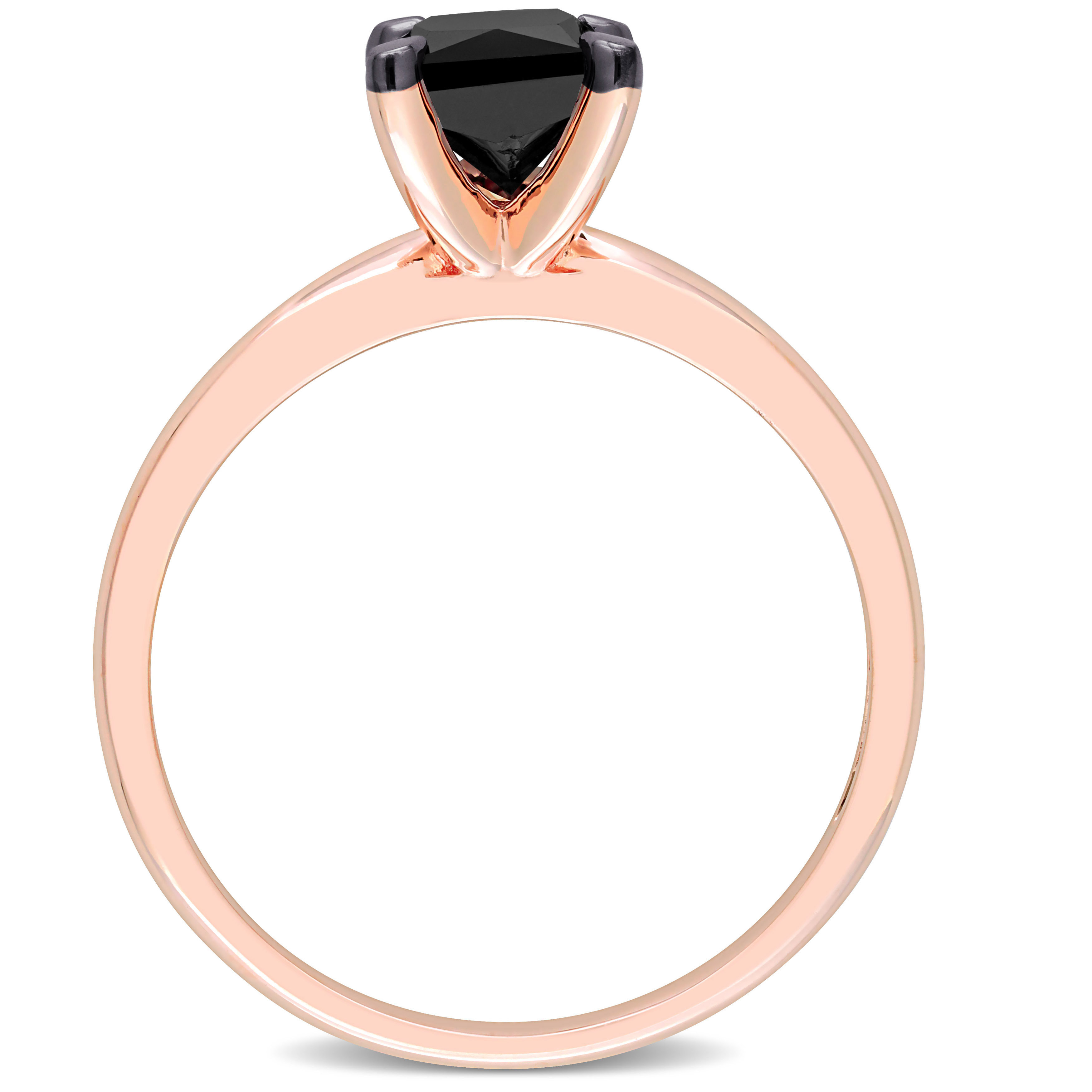 Princess Cut Black Diamond Solitaire Ring in 14k Rose Gold (1.00ct)