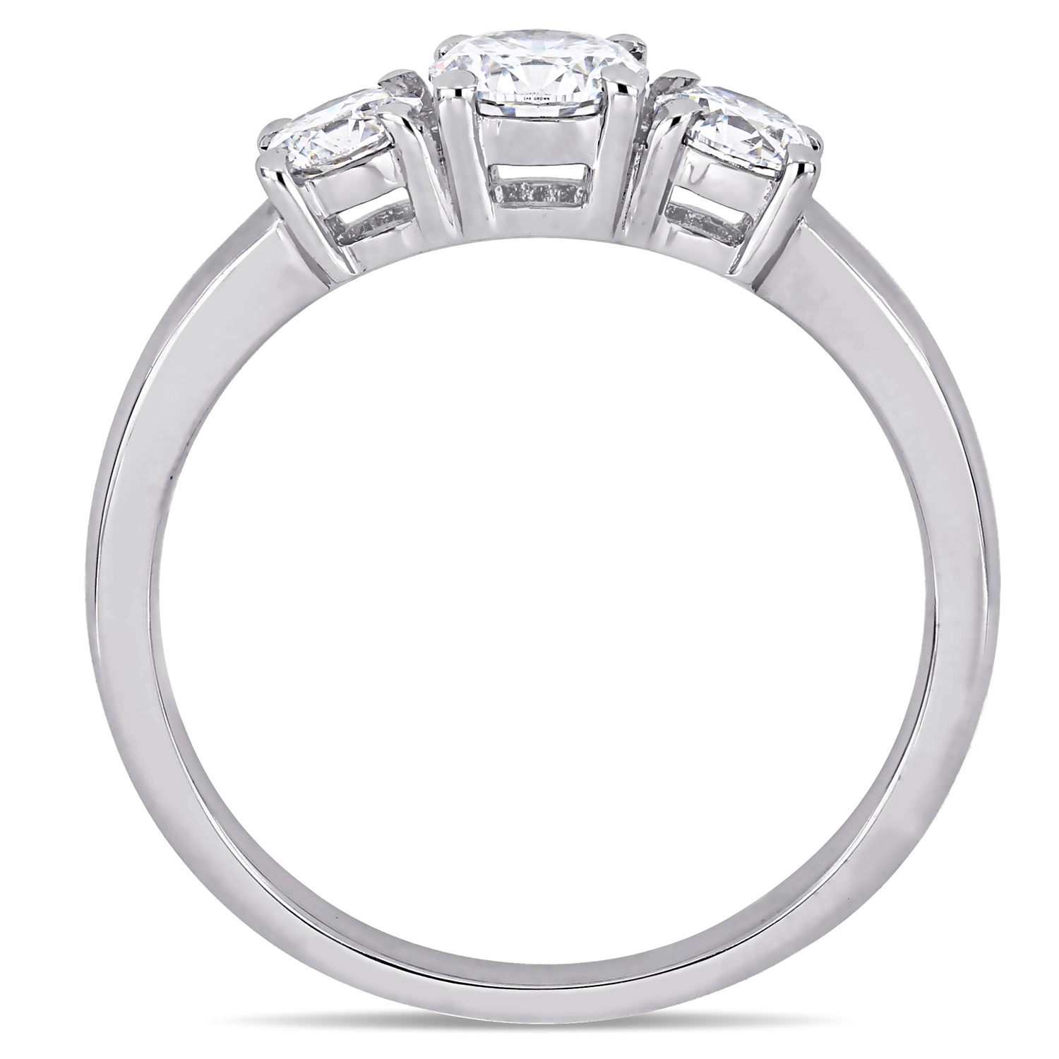 Round Cut Lab Grown Diamond 3-Stone Ring 14K White Gold (0.95ct)