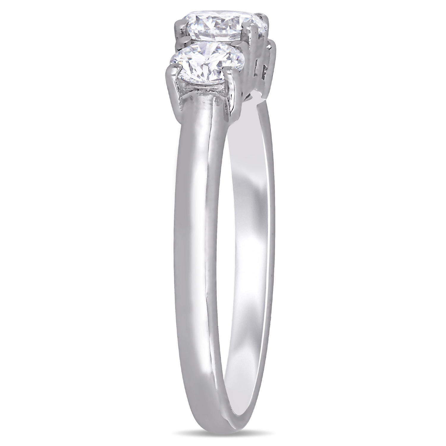 Round Cut Lab Grown Diamond 3-Stone Ring 14K White Gold (0.95ct)