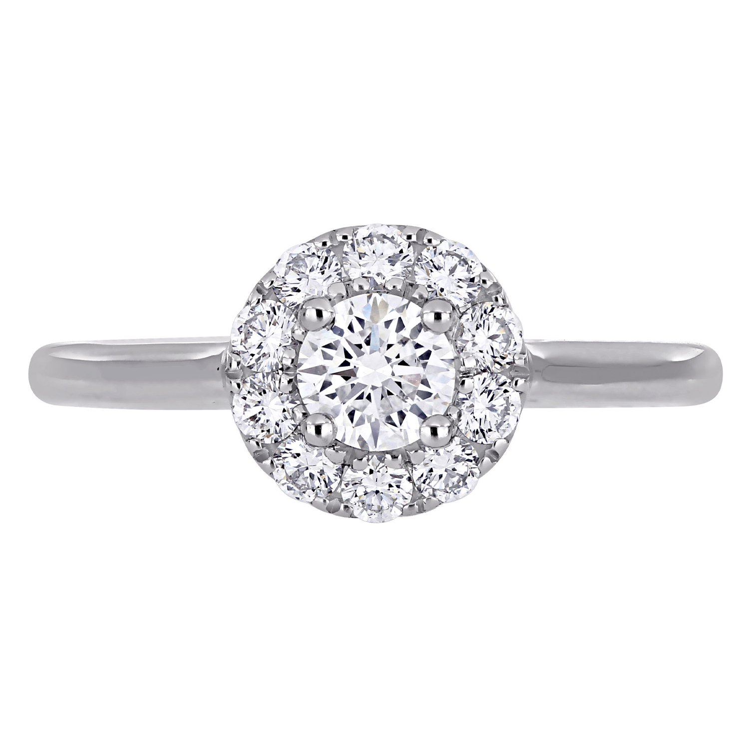Round Cut Lab Grown Diamond Halo Ring 14K White Gold (0.63ct)