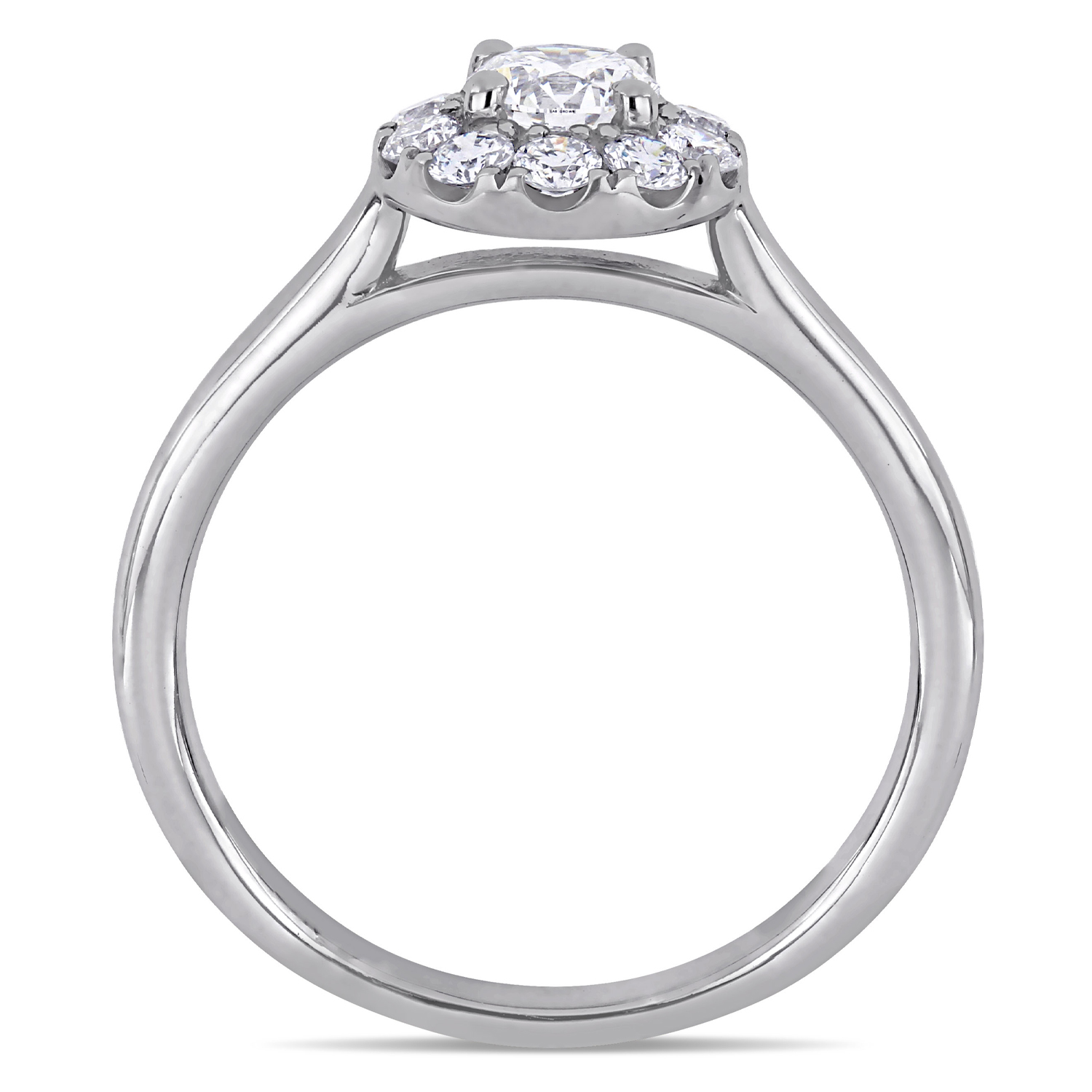 Round Cut Lab Grown Diamond Halo Ring 14K White Gold (0.63ct)