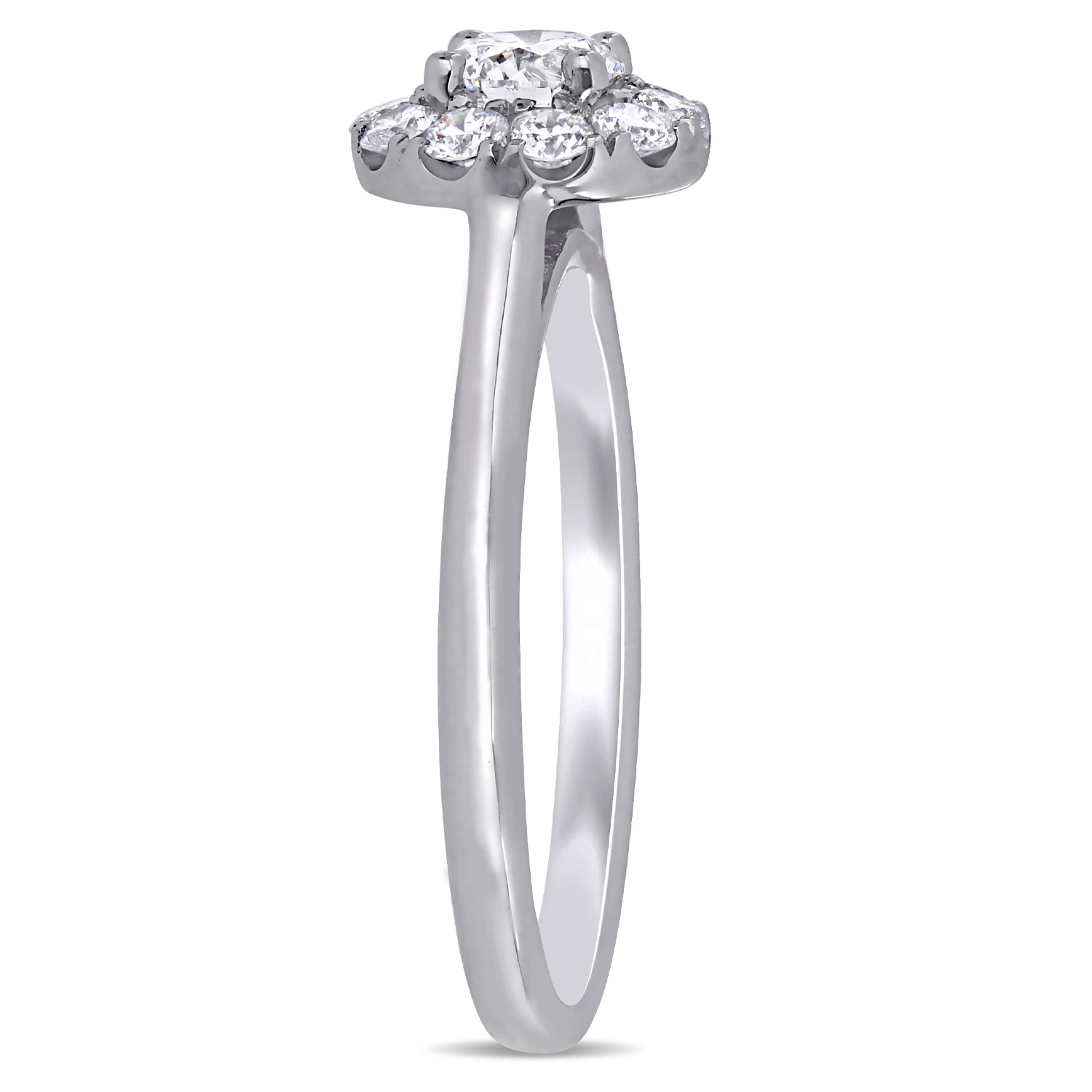 Round Cut Lab Grown Diamond Halo Ring 14K White Gold (0.63ct)