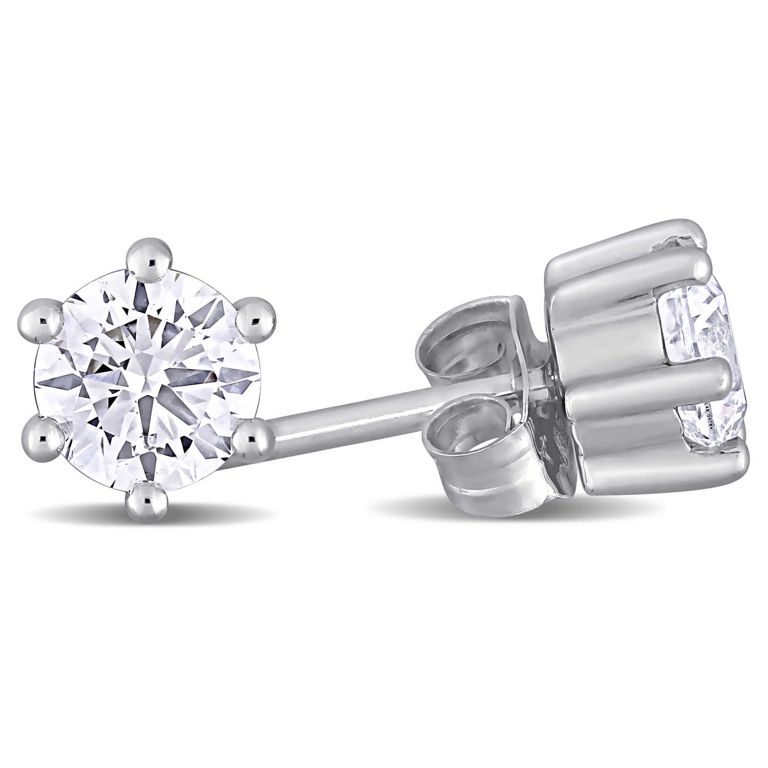 Round Cut Lab Grown Diamond Stud Earrings 14k White Gold (0.62ct)