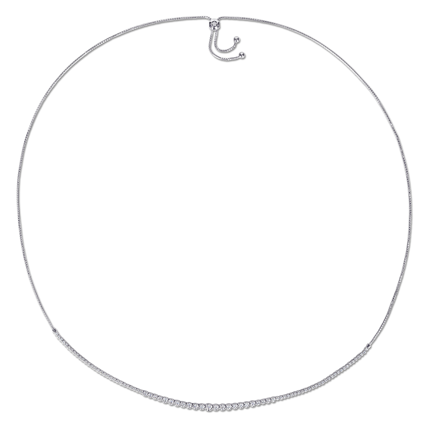 Round Cut Lab Grown Diamond Tennis Necklace 14K White Gold (1.81ct)