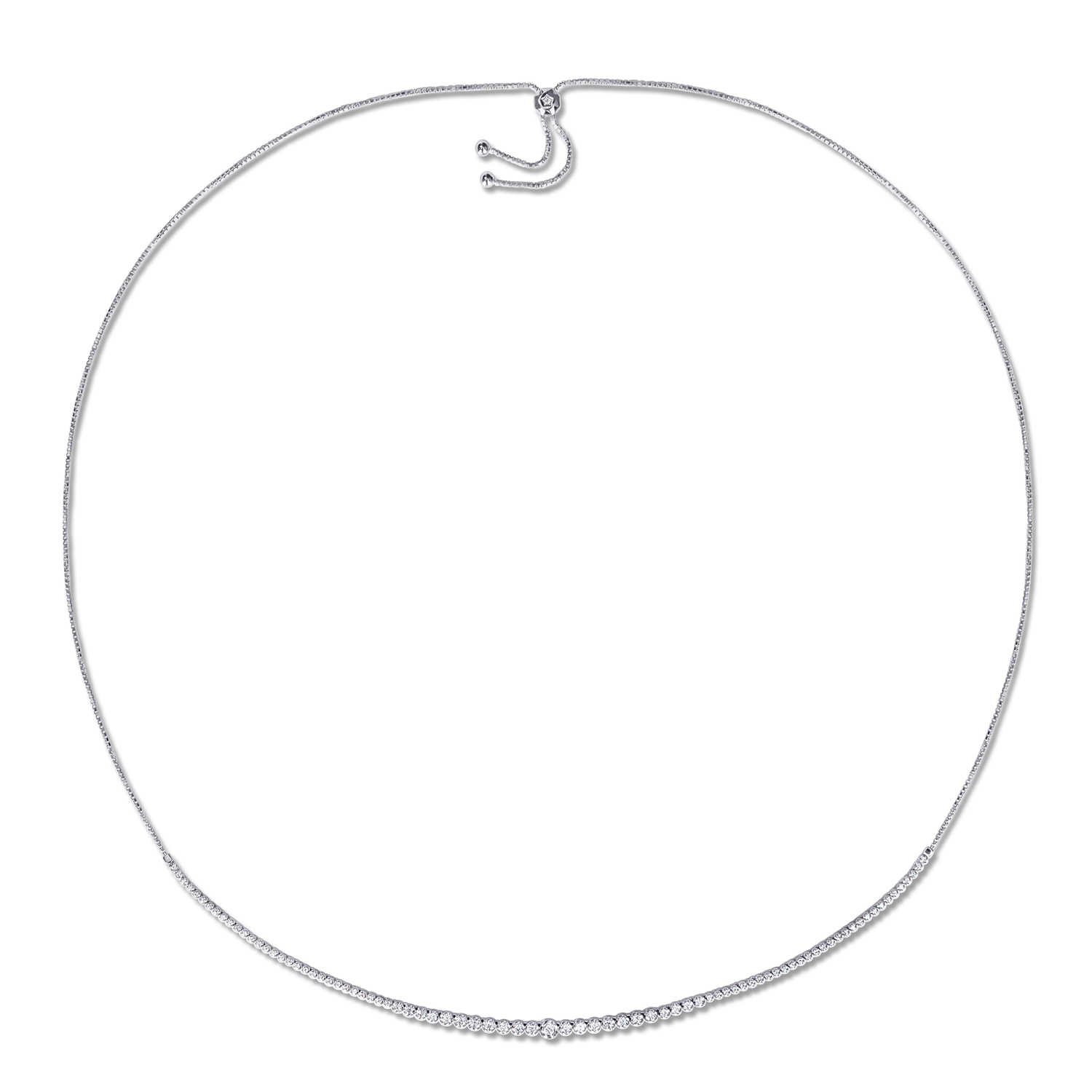Round Cut Lab Grown Diamond Tennis Necklace 14K White Gold (1.99ct)