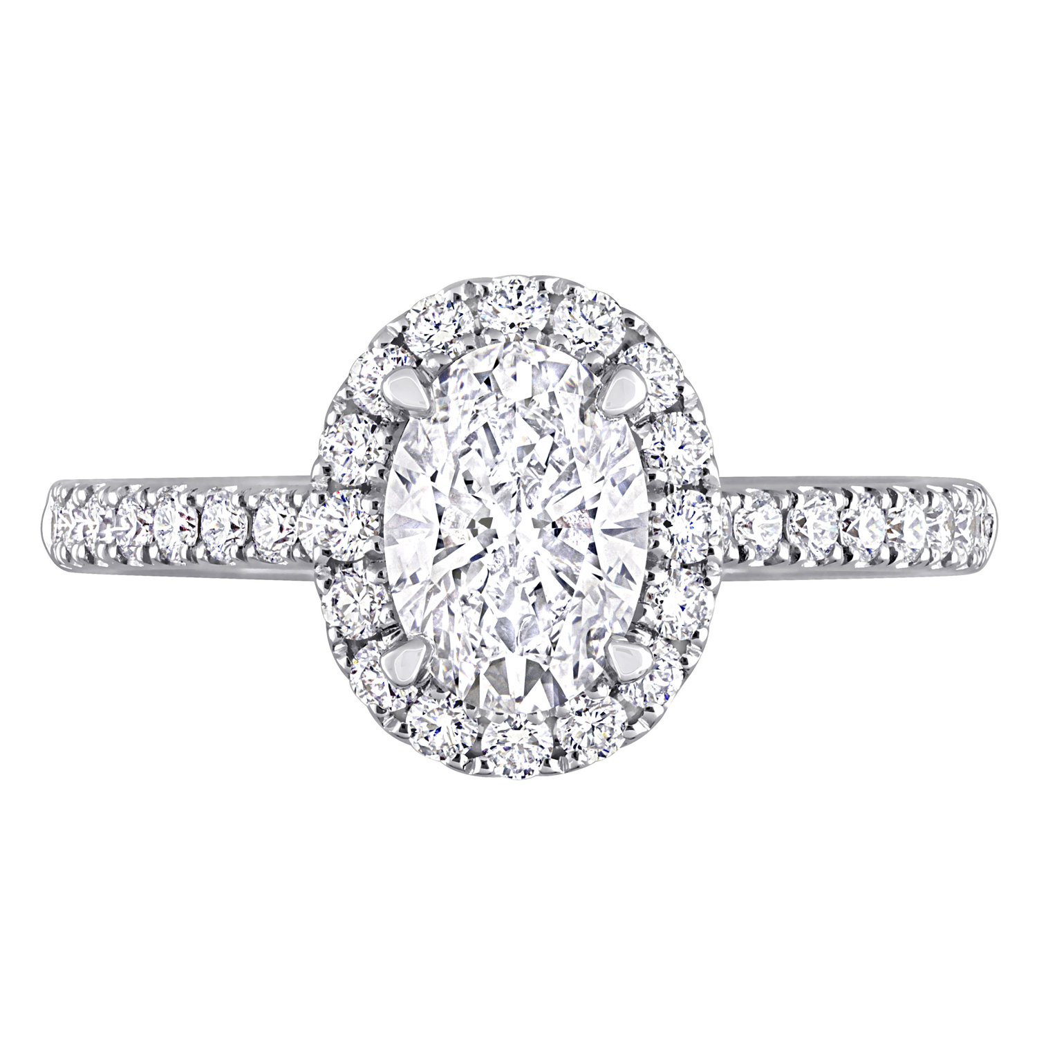 Oval Cut Lab Grown Diamond Halo Engagement Ring 14K White Gold (1.48ct)
