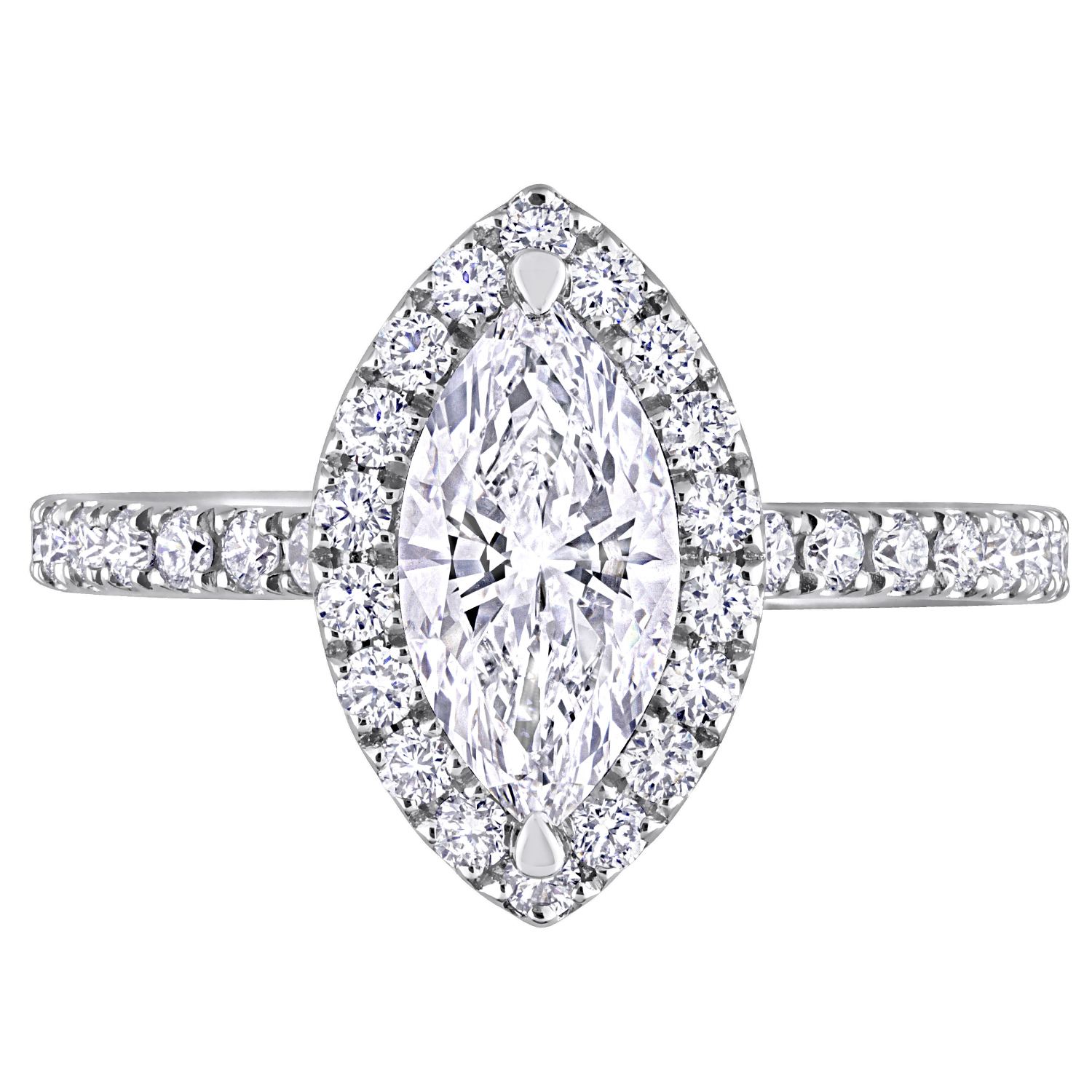 Marquise Cut Lab Grown Diamond Engagement Ring 14K White Gold (0.98ct)