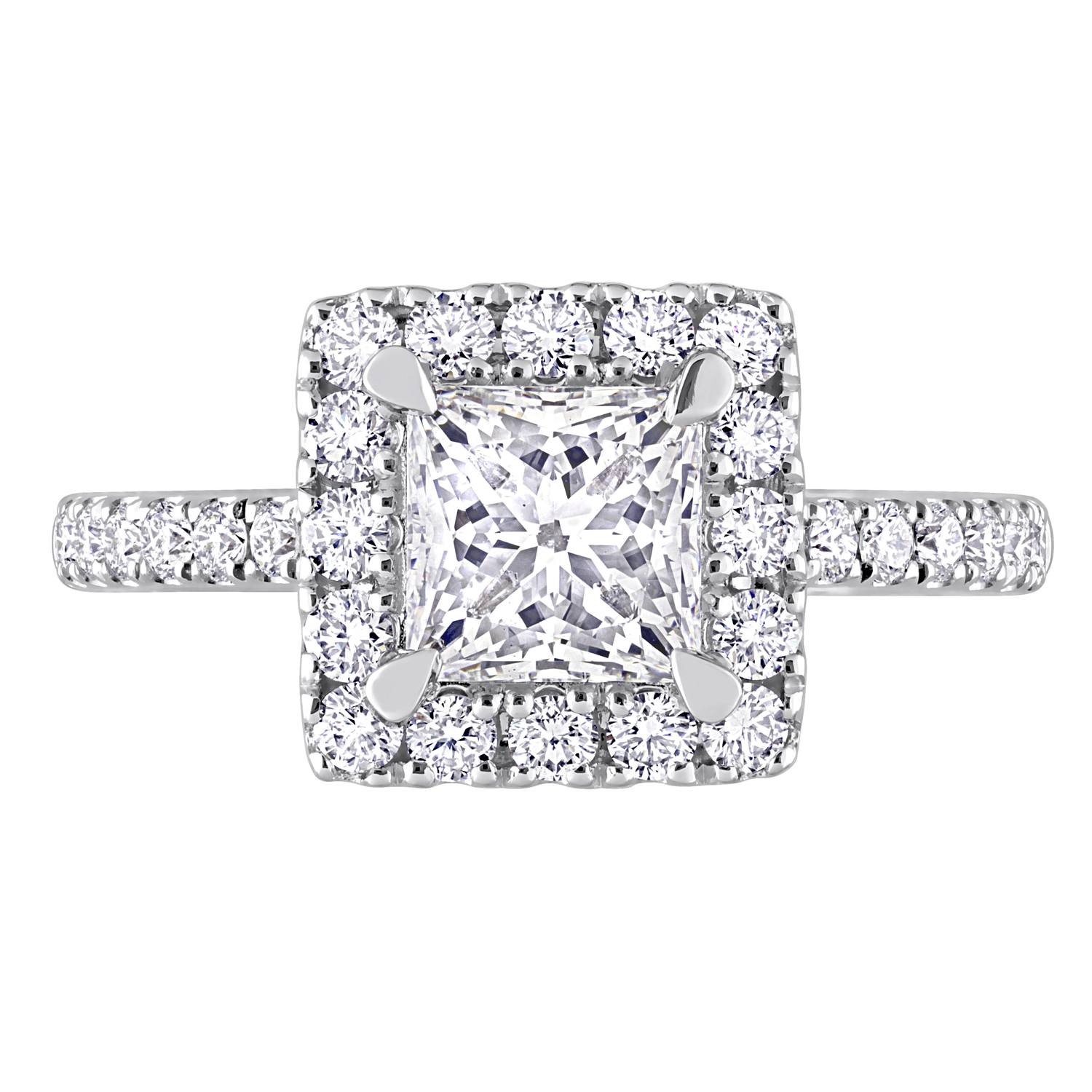 Princess Cut Lab Grown Diamond Engagement Ring 14K White Gold (2.00ct)